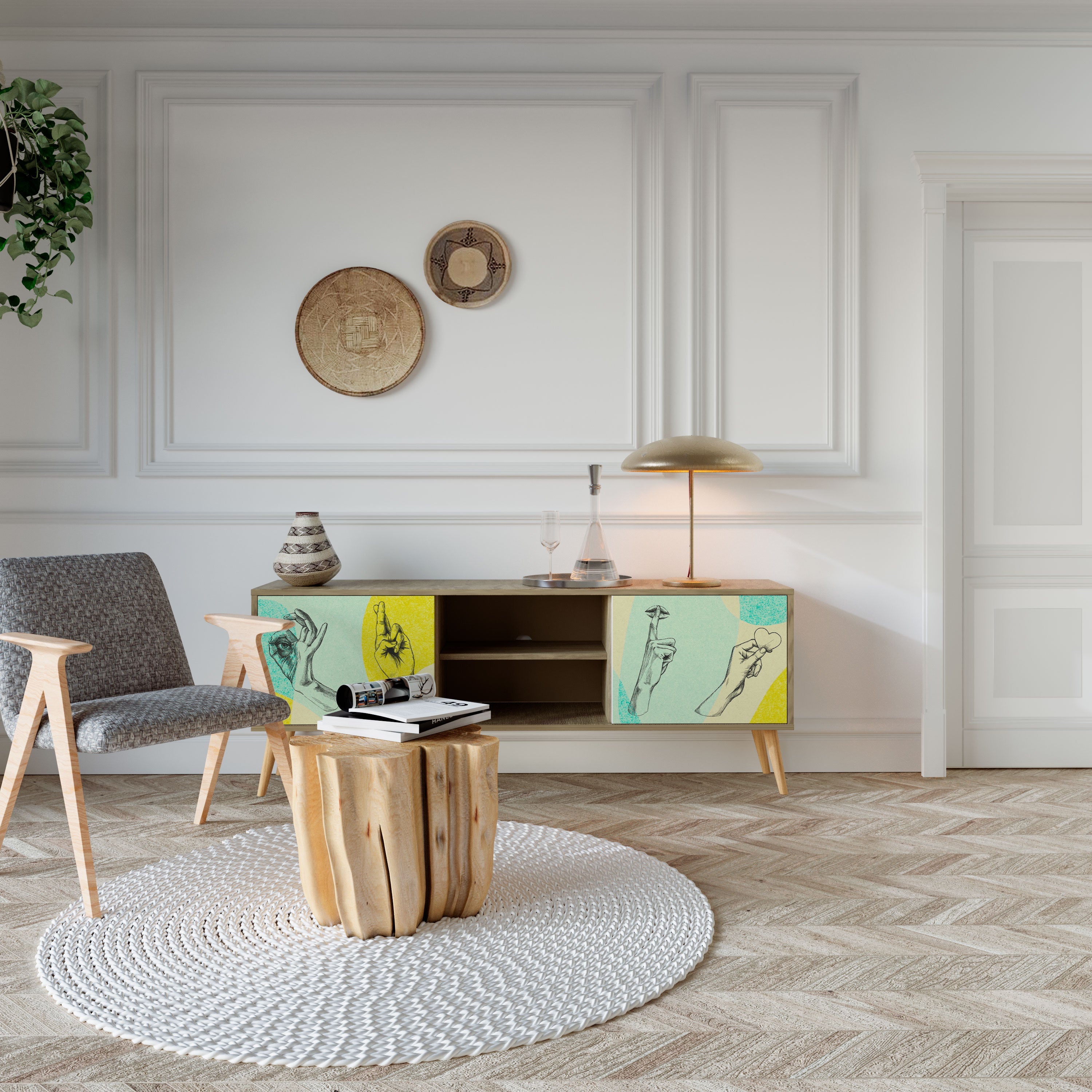 BODY LANGUAGE 2-Door TV Stand in Oak Effect