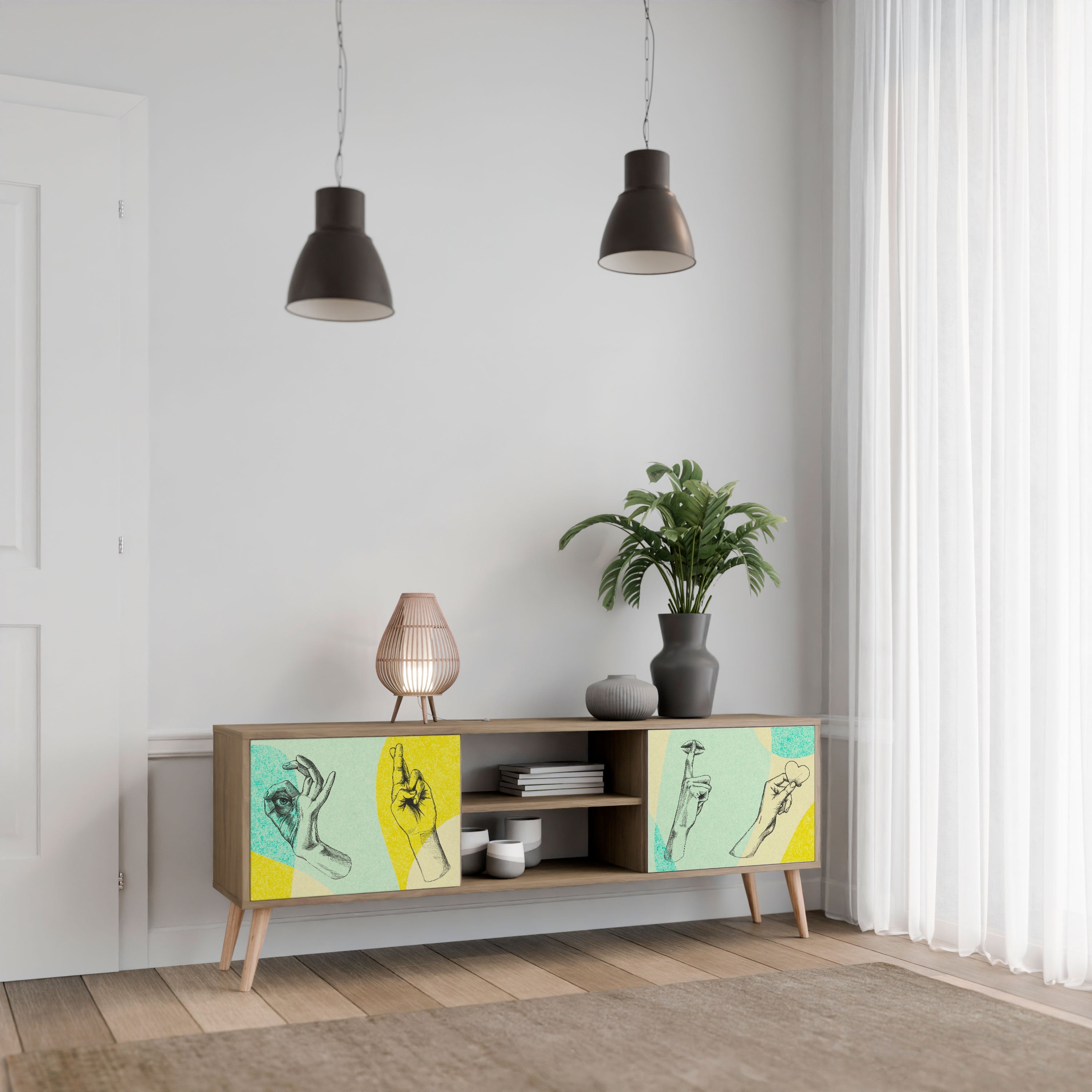 BODY LANGUAGE 2-Door TV Stand in Oak Effect