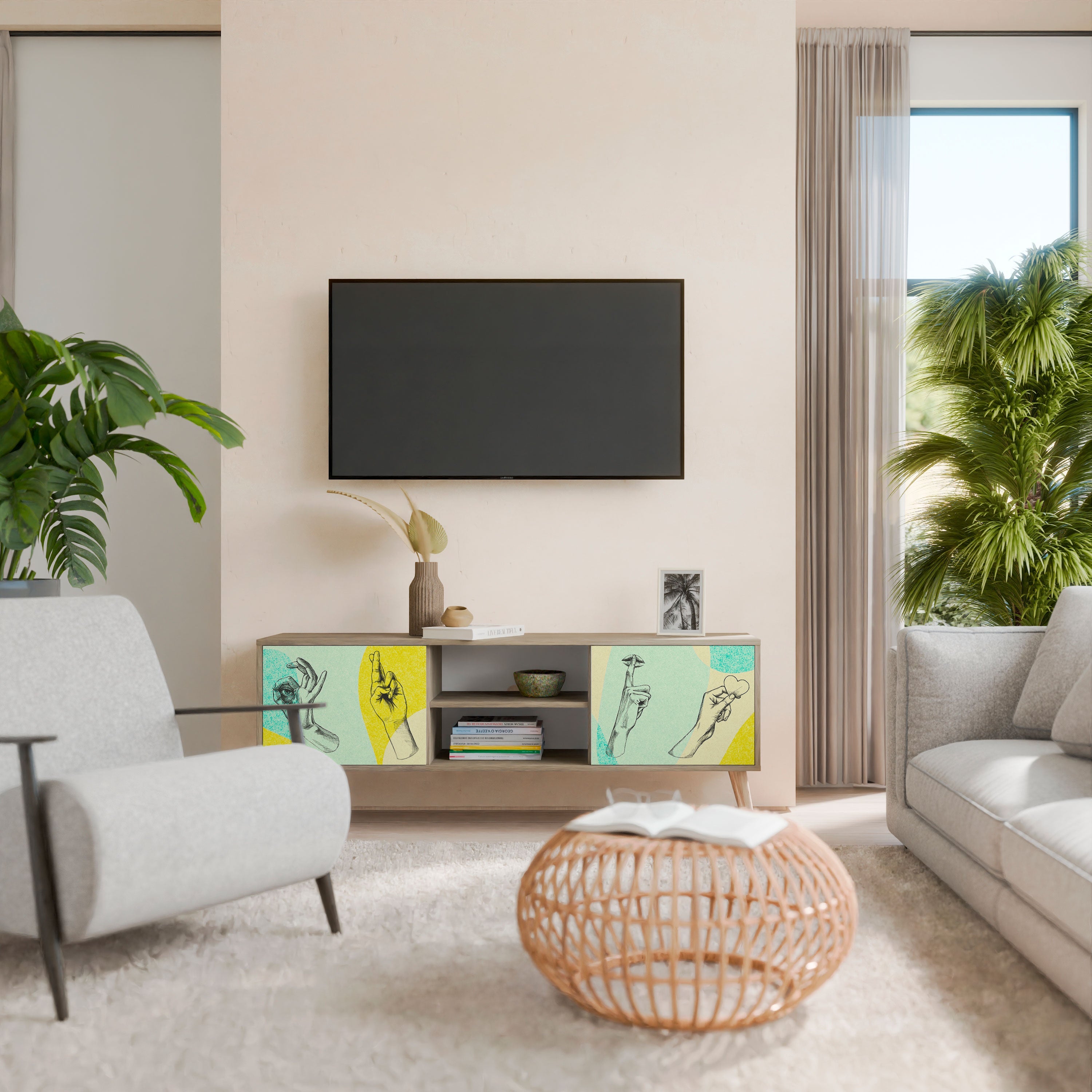 BODY LANGUAGE 2-Door TV Stand in Oak Effect