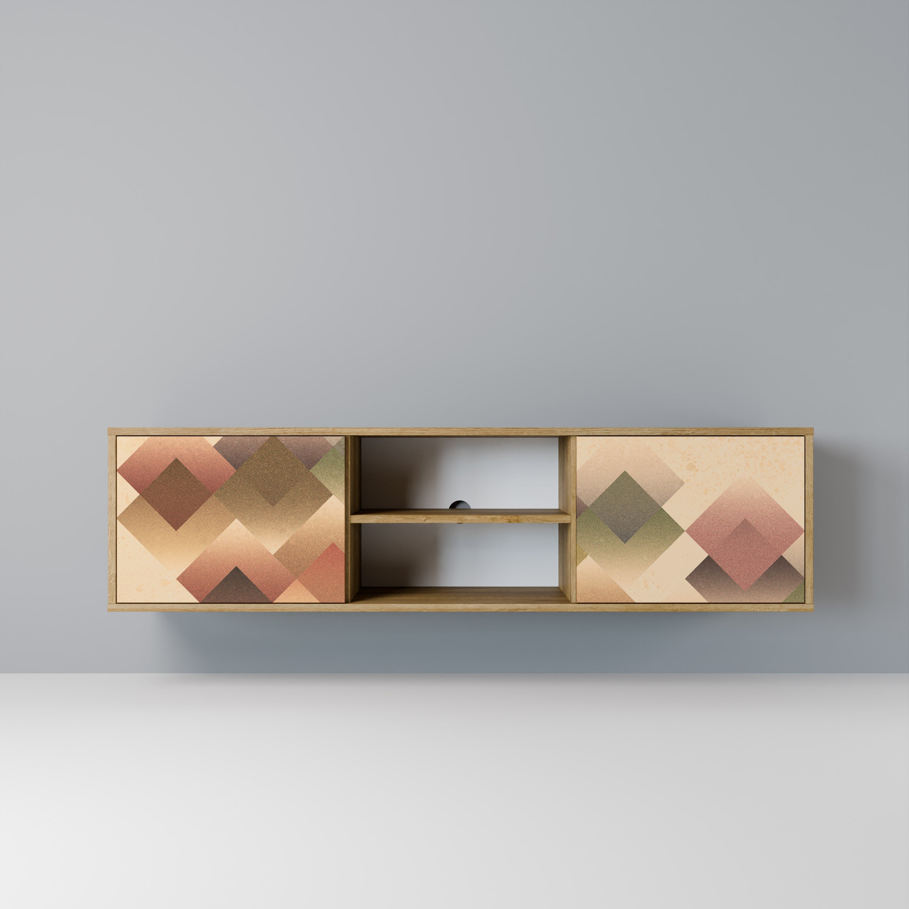 GEOMETRIC FUSION 2-Door TV Stand in Oak Effect
