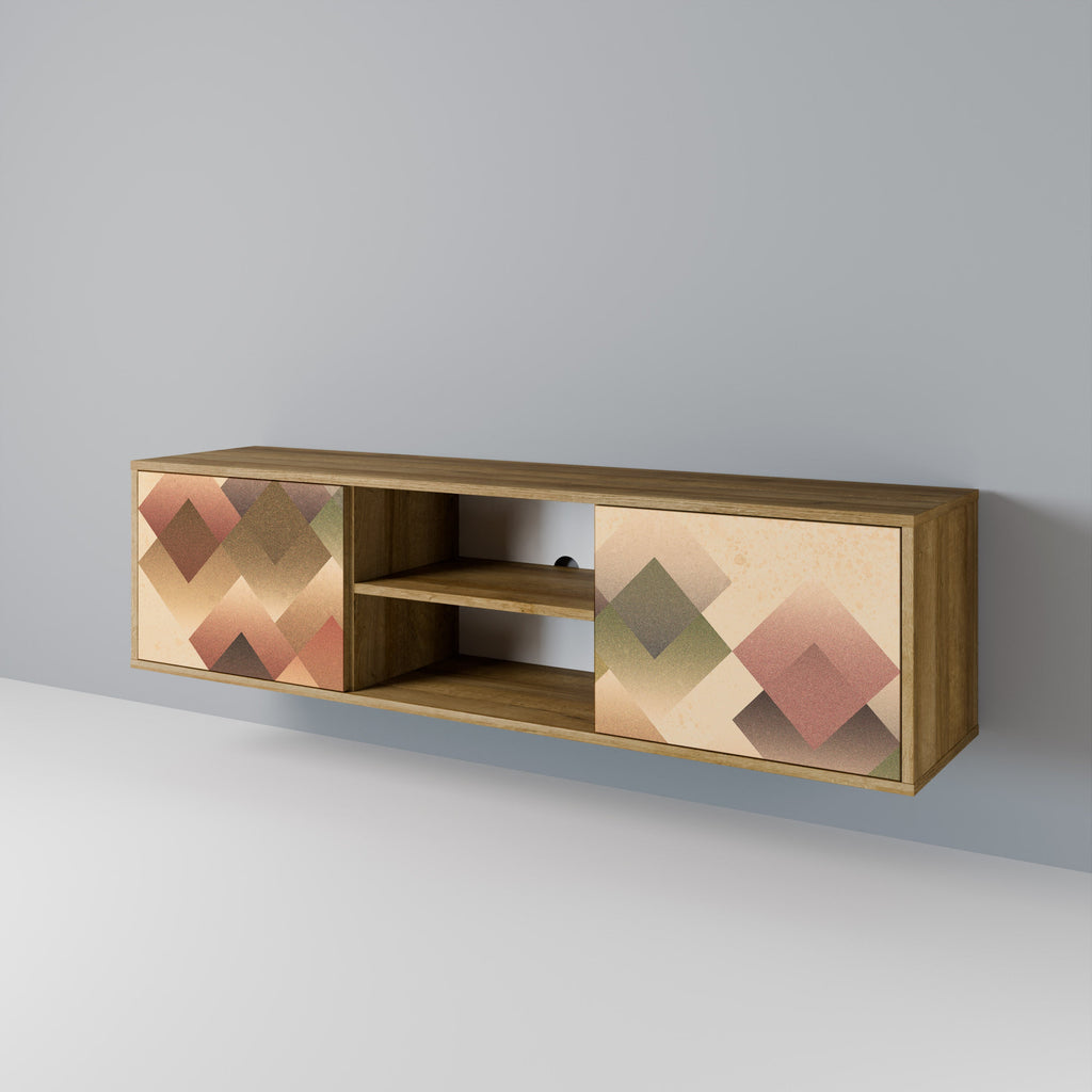 GEOMETRIC FUSION 2-Door TV Stand in Oak Effect