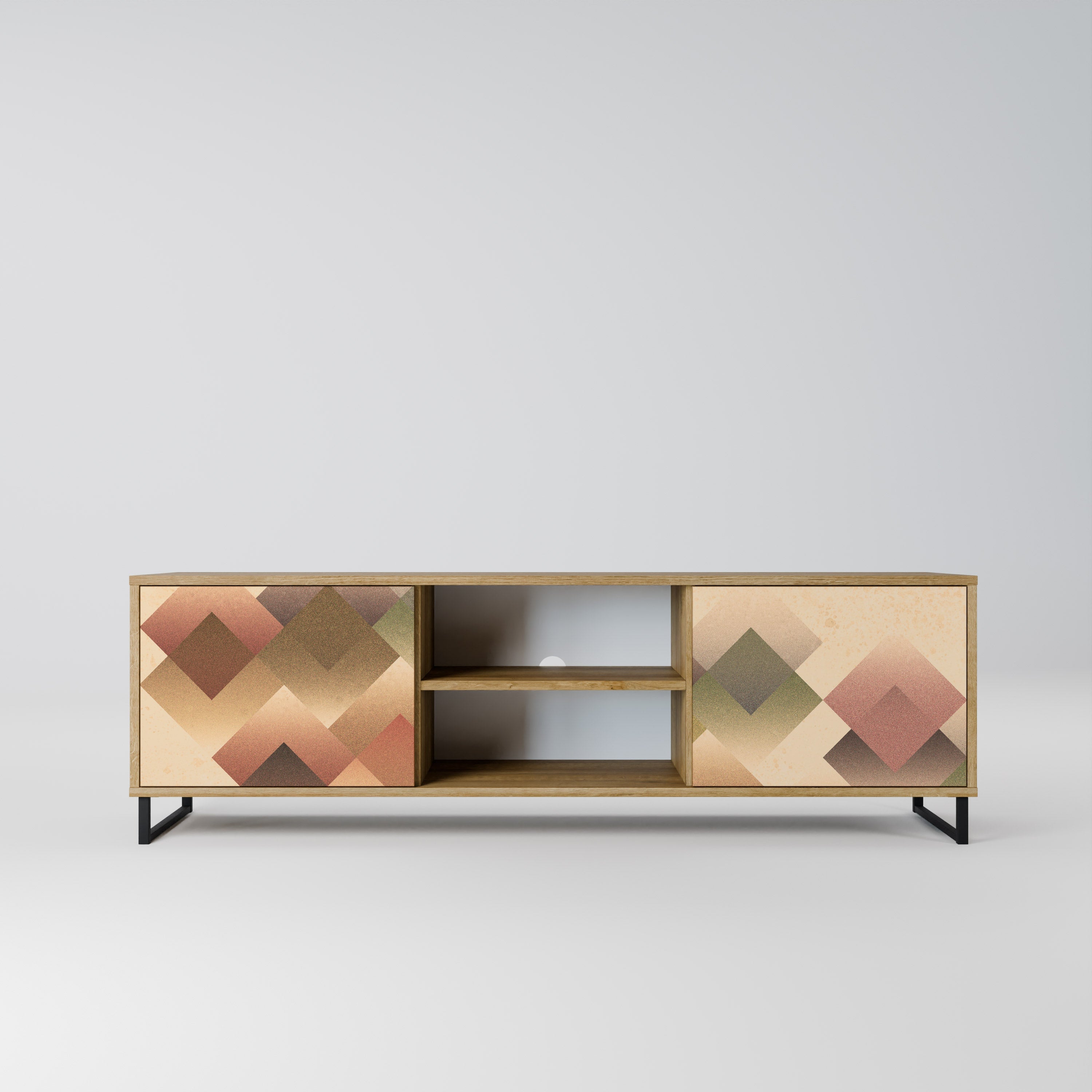 GEOMETRIC FUSION 2-Door TV Stand in Oak Effect