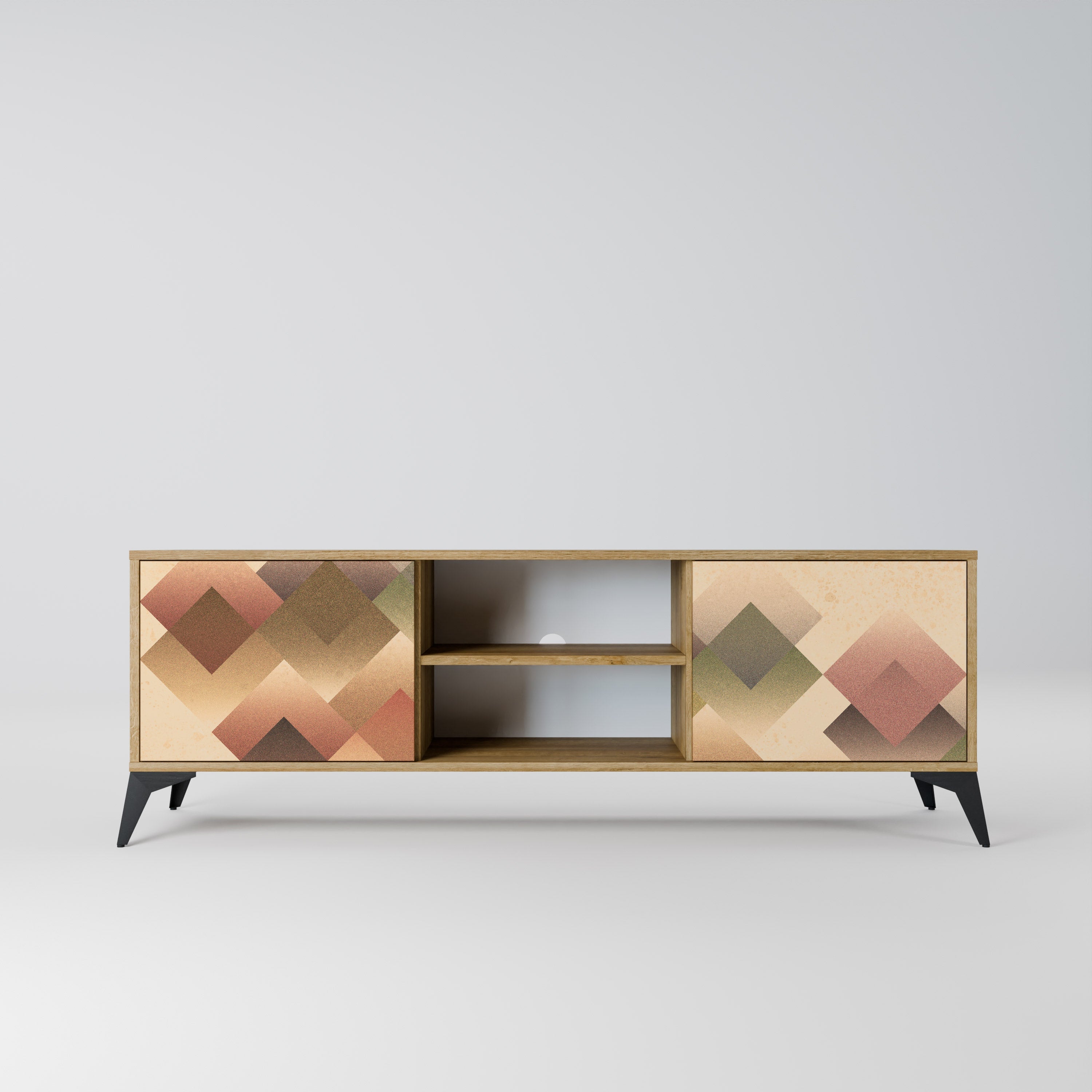 GEOMETRIC FUSION 2-Door TV Stand in Oak Effect