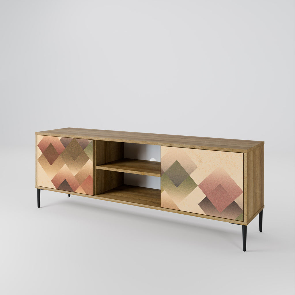 GEOMETRIC FUSION 2-Door TV Stand in Oak Effect