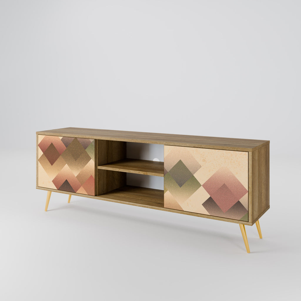 GEOMETRIC FUSION 2-Door TV Stand in Oak Effect