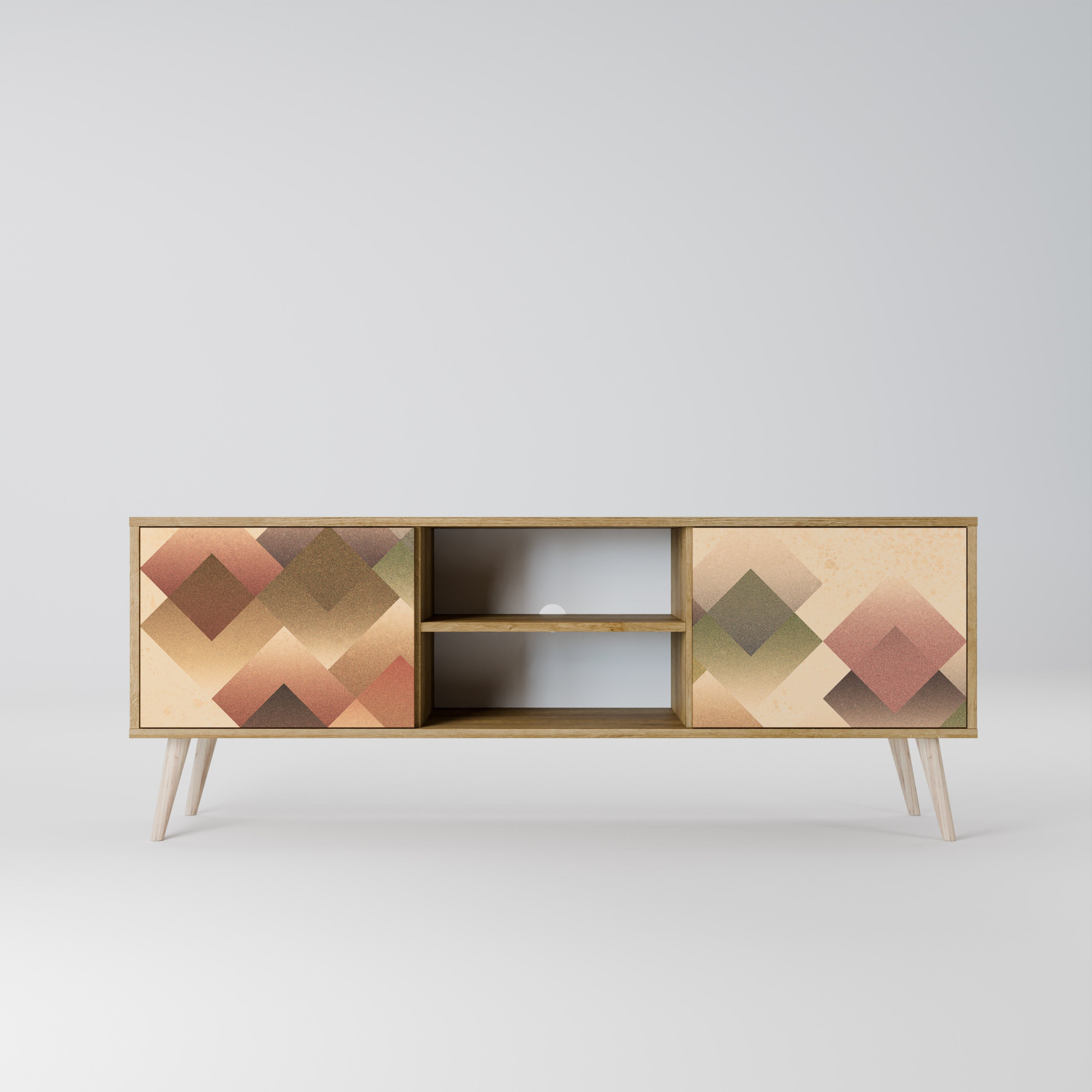 GEOMETRIC FUSION 2-Door TV Stand in Oak Effect