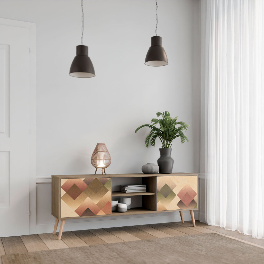 GEOMETRIC FUSION 2-Door TV Stand in Oak Effect