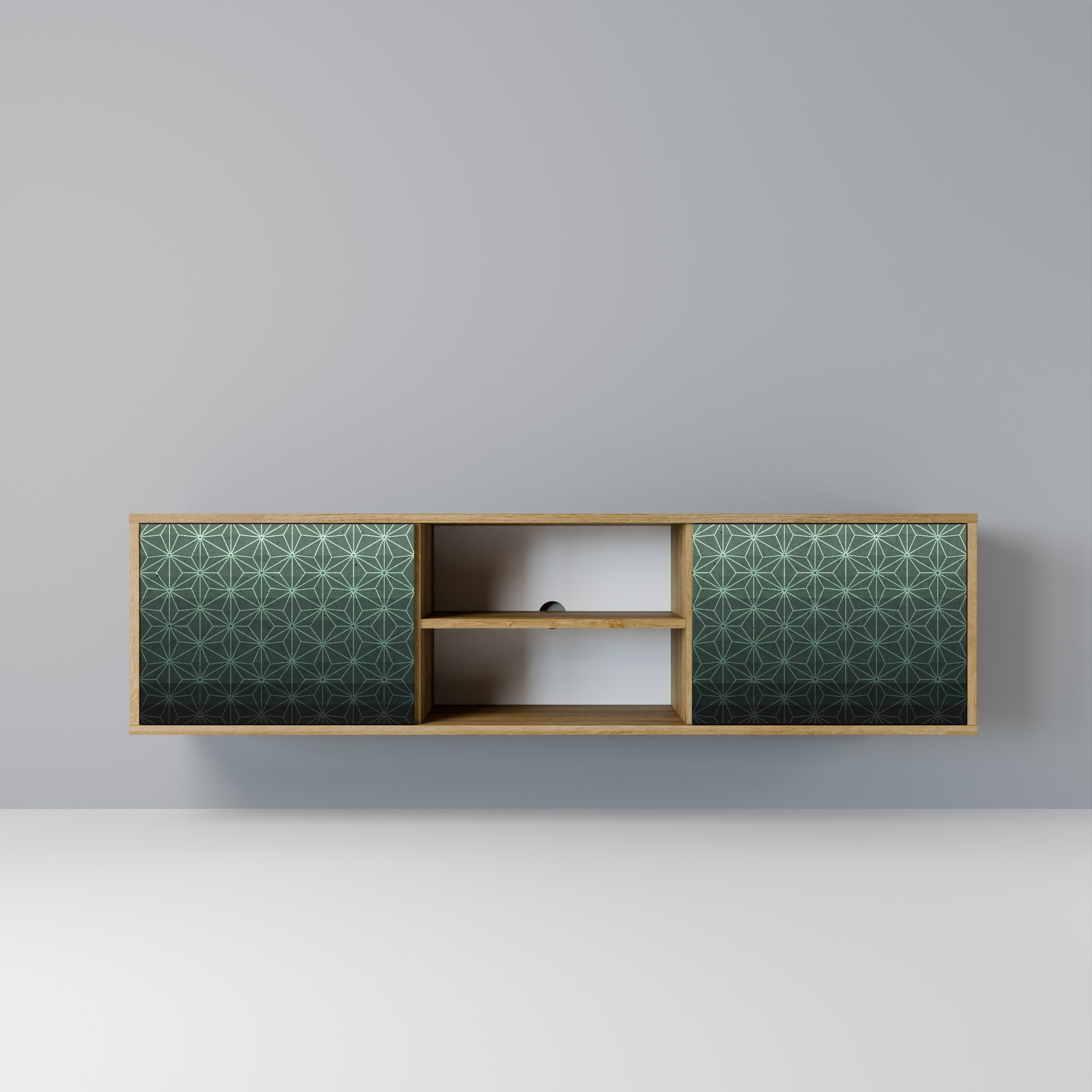 ORNAMENTAL GLIMMER 2-Door TV Stand in Oak Effect