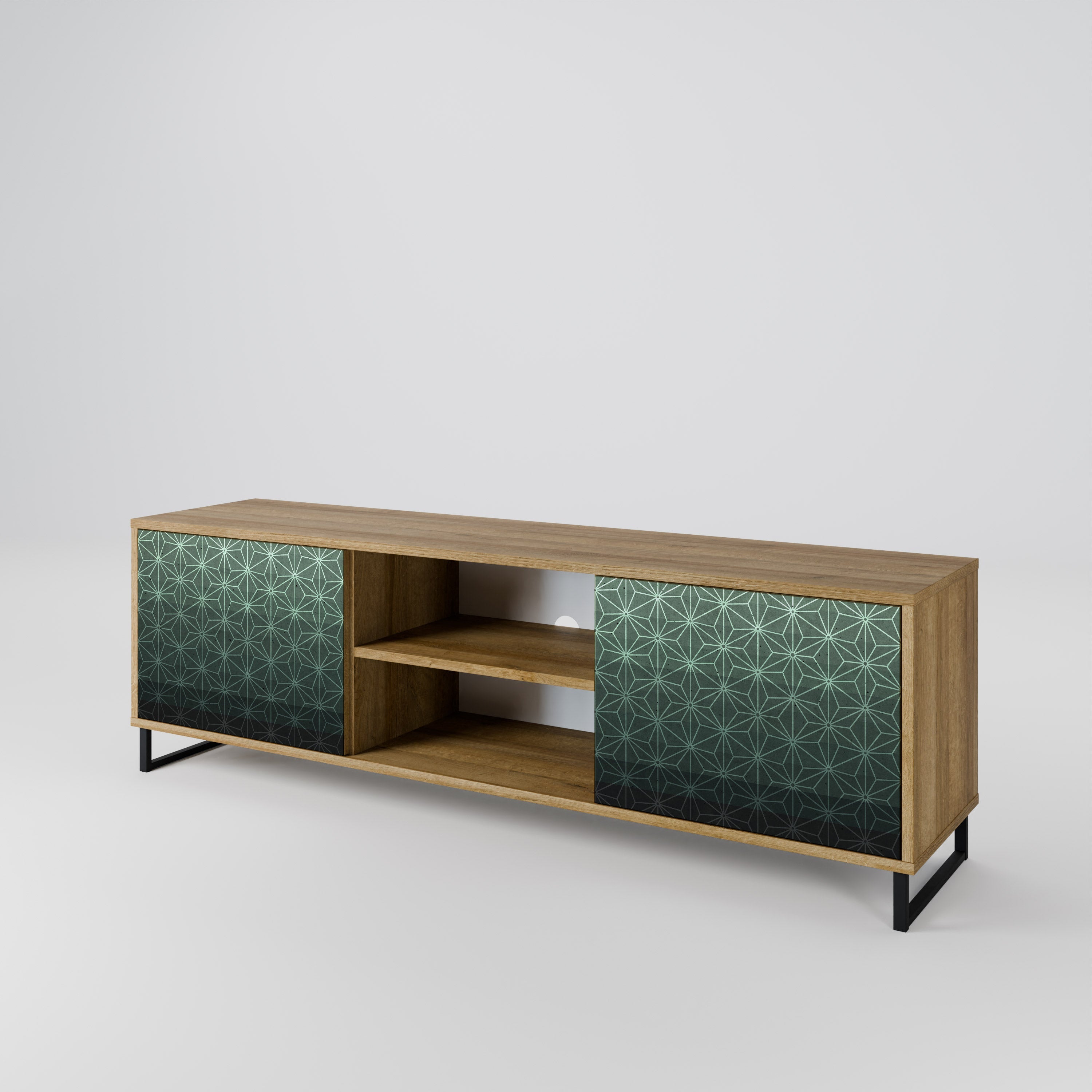 ORNAMENTAL GLIMMER 2-Door TV Stand in Oak Effect