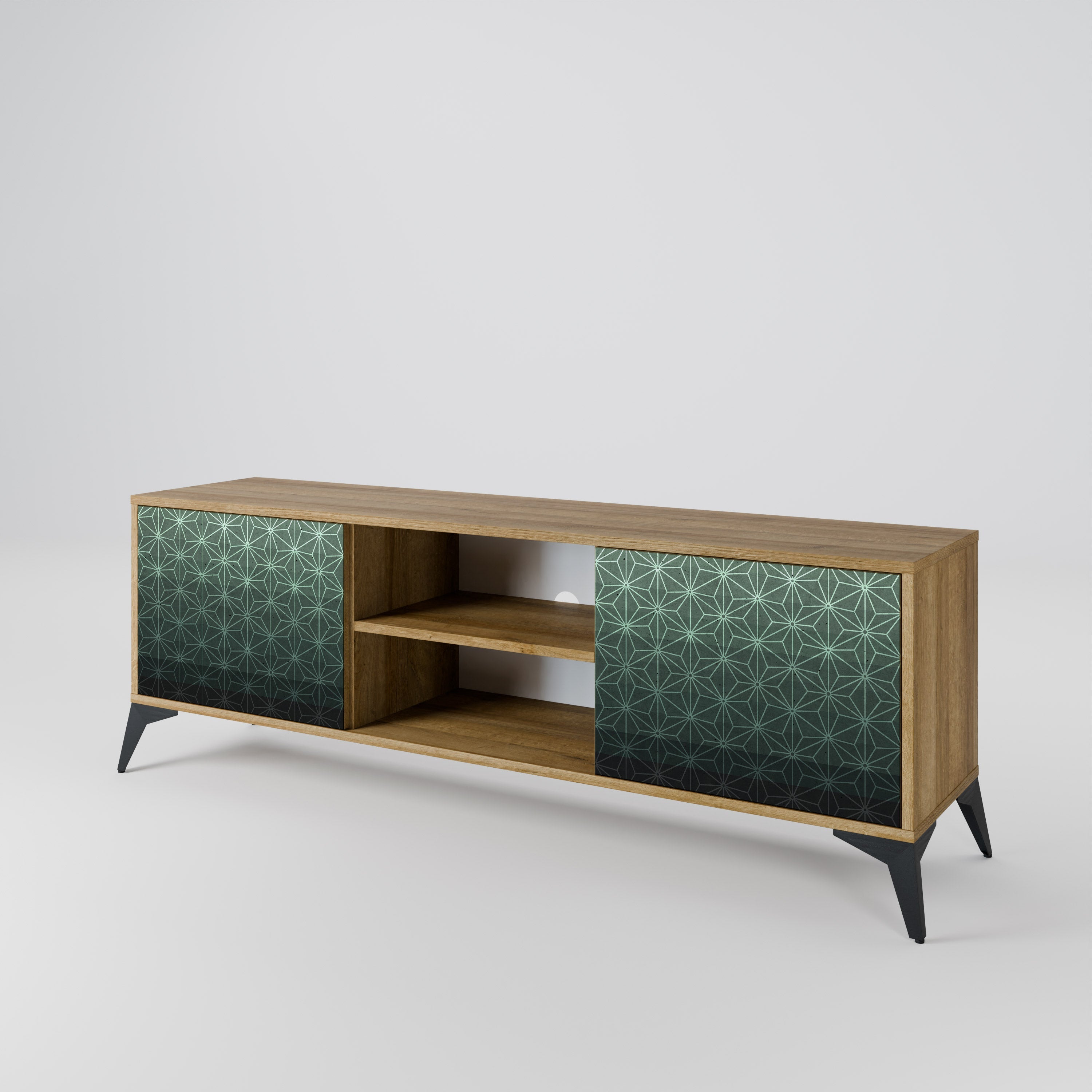 ORNAMENTAL GLIMMER 2-Door TV Stand in Oak Effect
