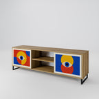 GEOMETRIC EYES 2-Door TV Stand in Oak Effect