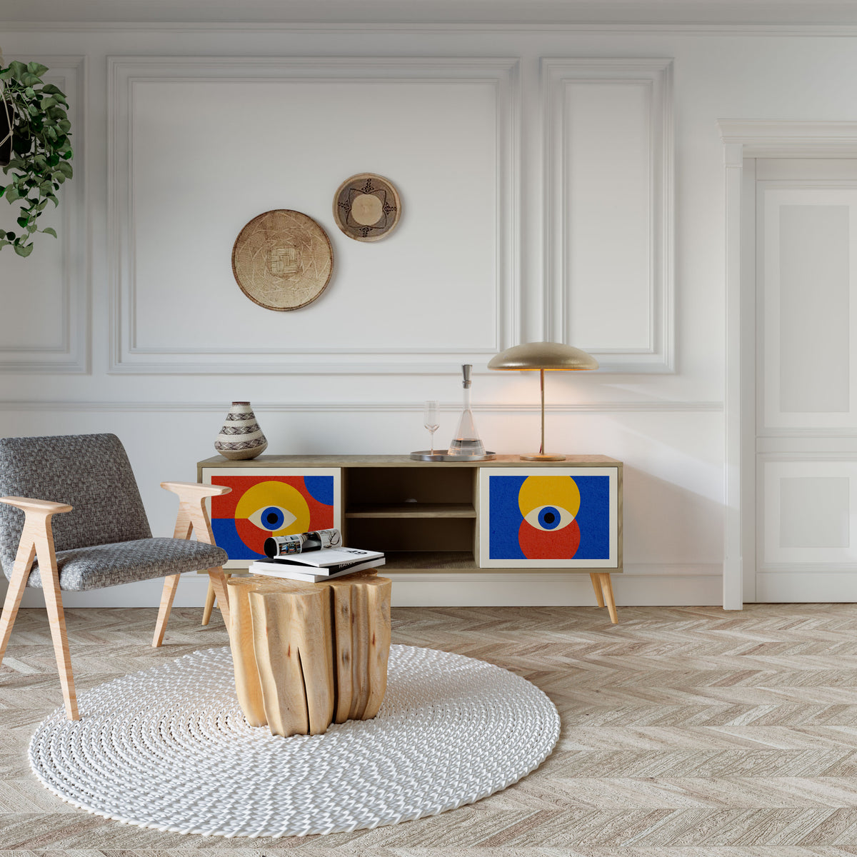 GEOMETRIC EYES 2-Door TV Cabinet