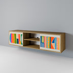 GEOMETRIC SHINE 2-Door TV Stand in Oak Effect