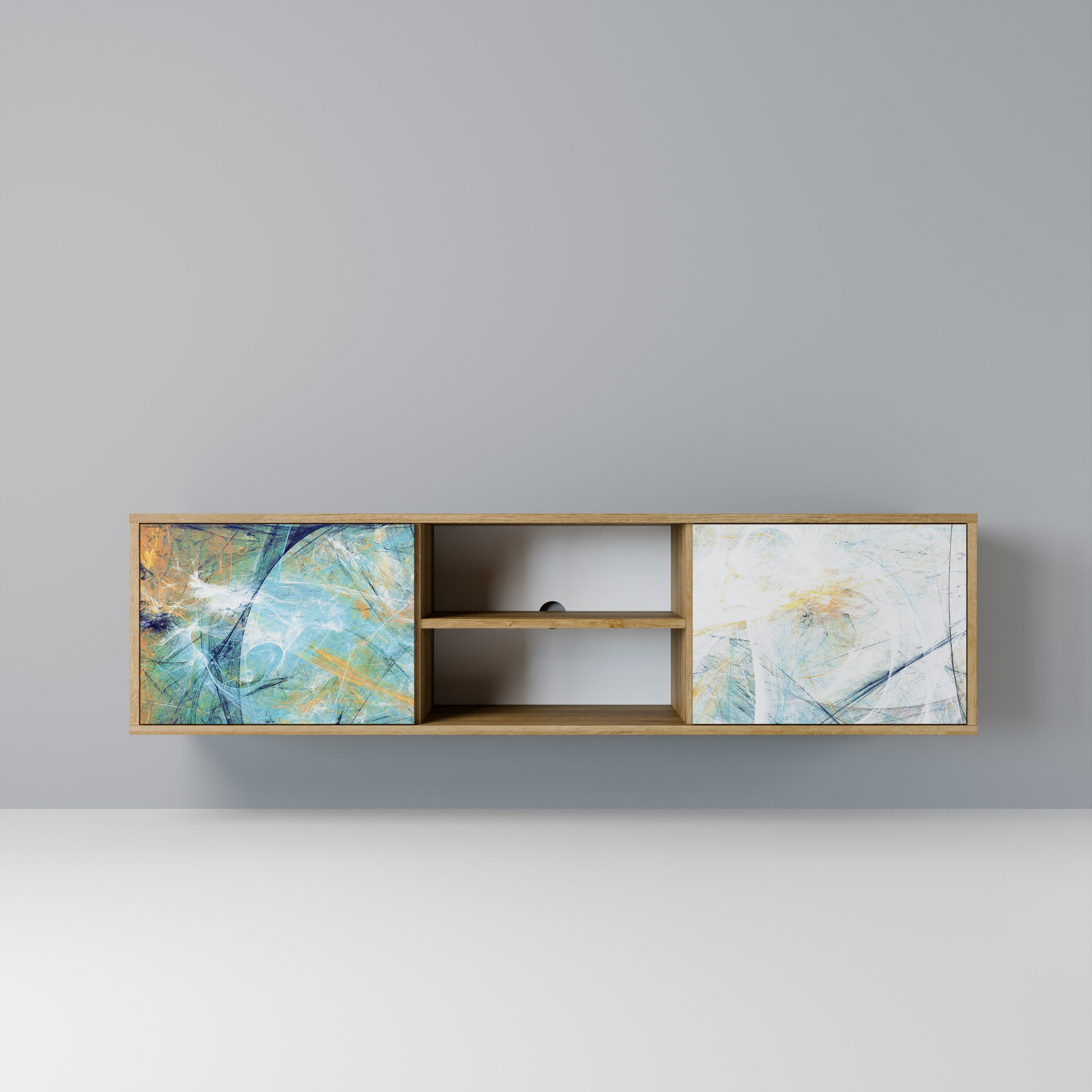 ABSTRACT THOUGHTS 2-Door TV Stand in Oak Effect