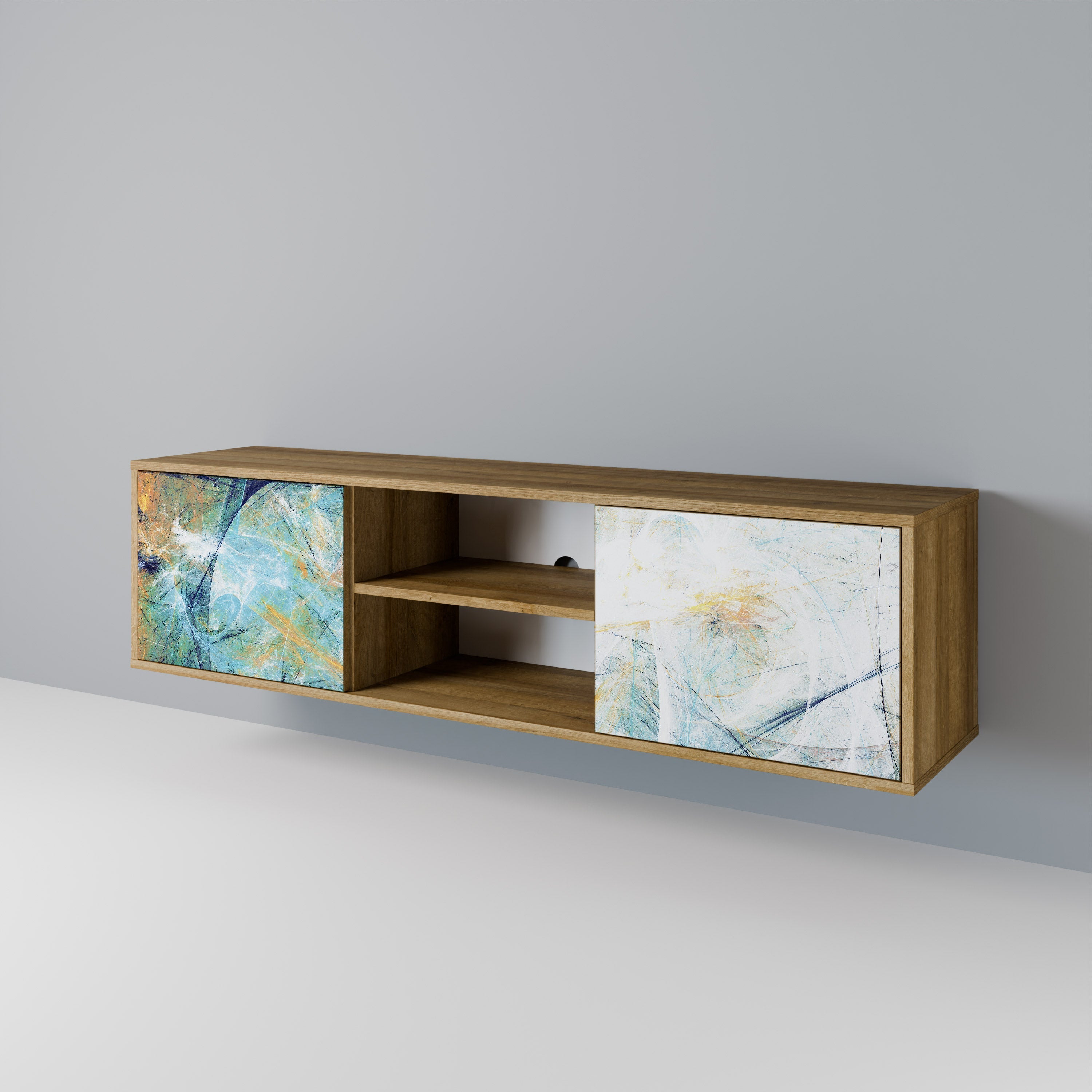 ABSTRACT THOUGHTS Móvel de TV com 2 Portas em Efeito Carvalho