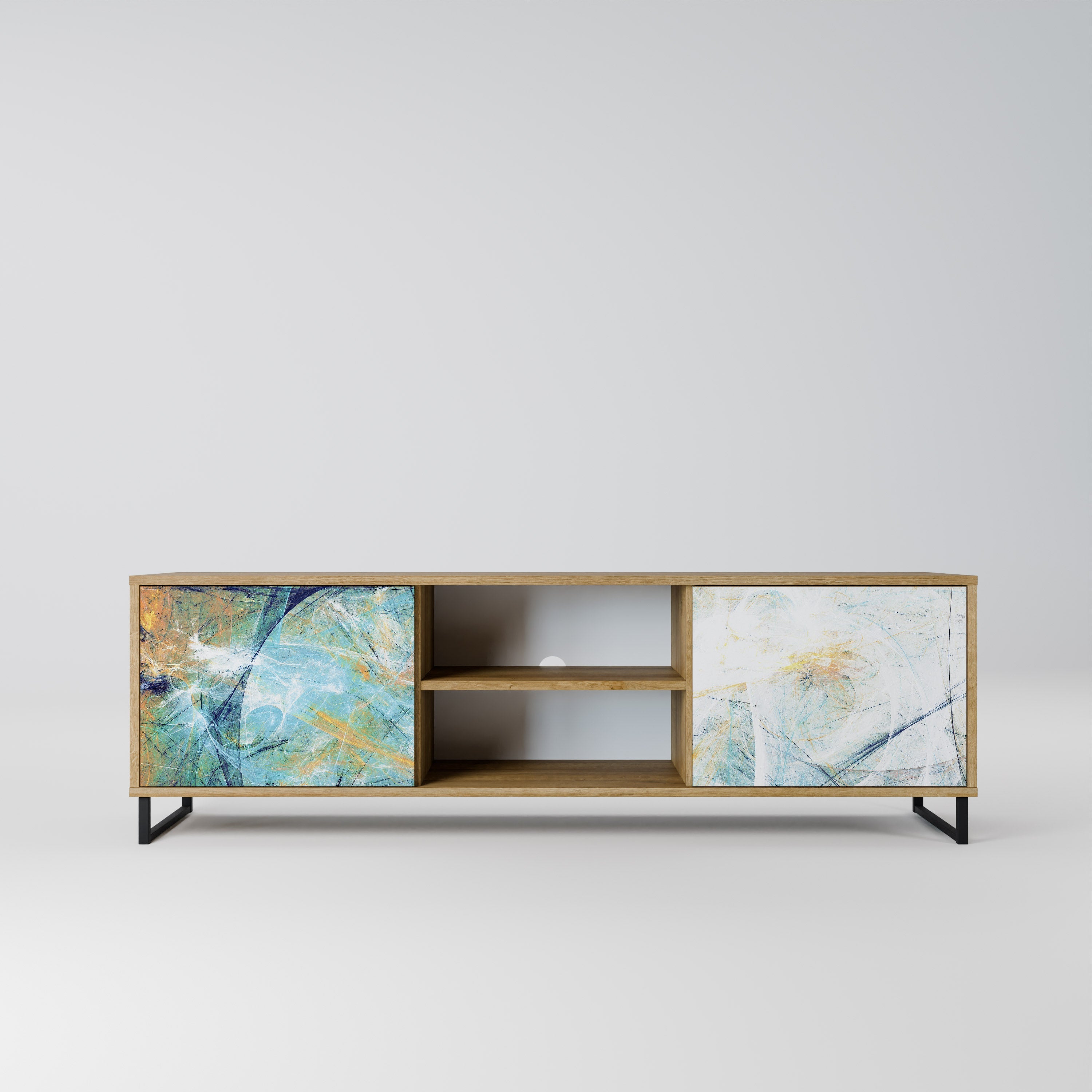 ABSTRACT THOUGHTS 2-Door TV Stand in Oak Effect