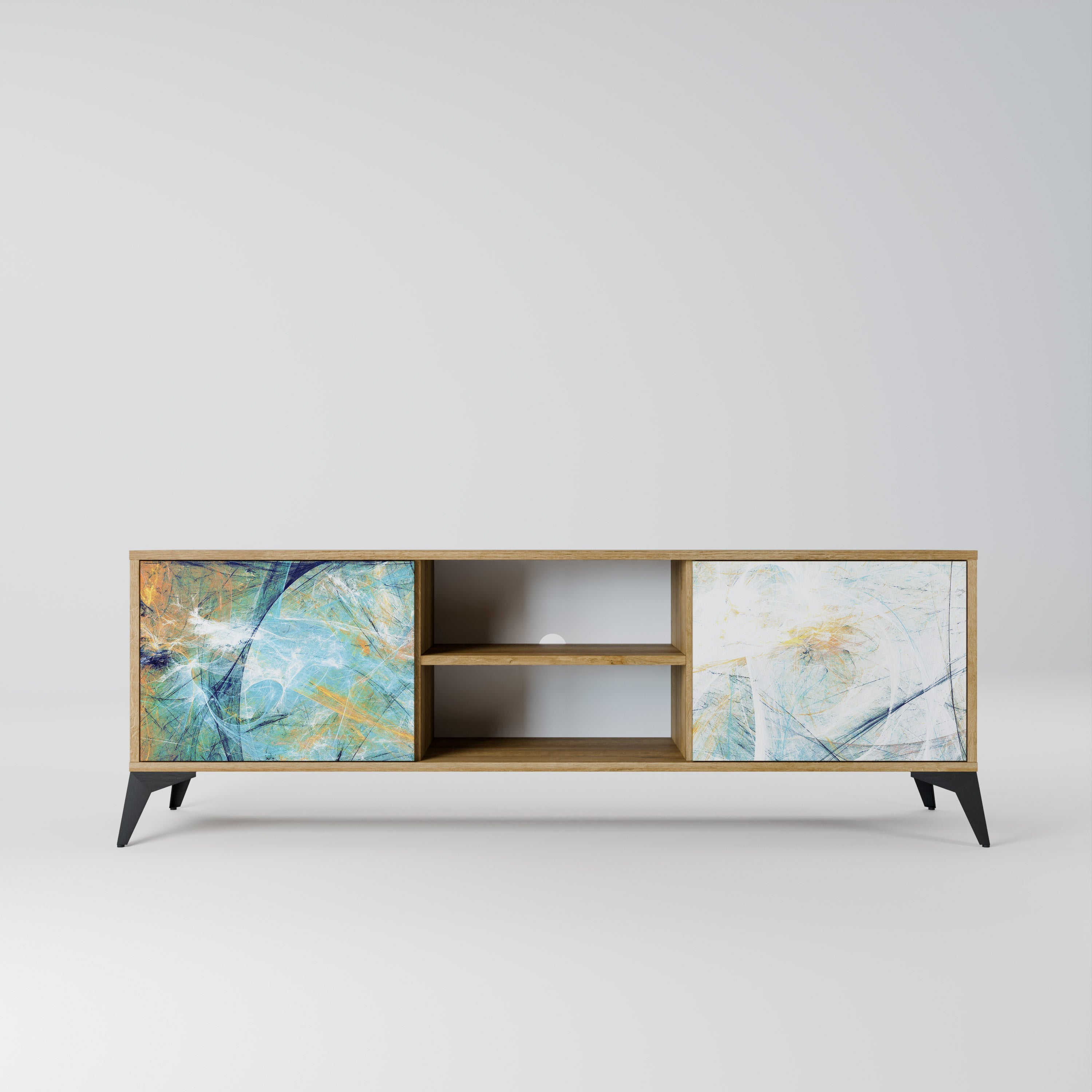 ABSTRACT THOUGHTS 2-Door TV Stand in Oak Effect