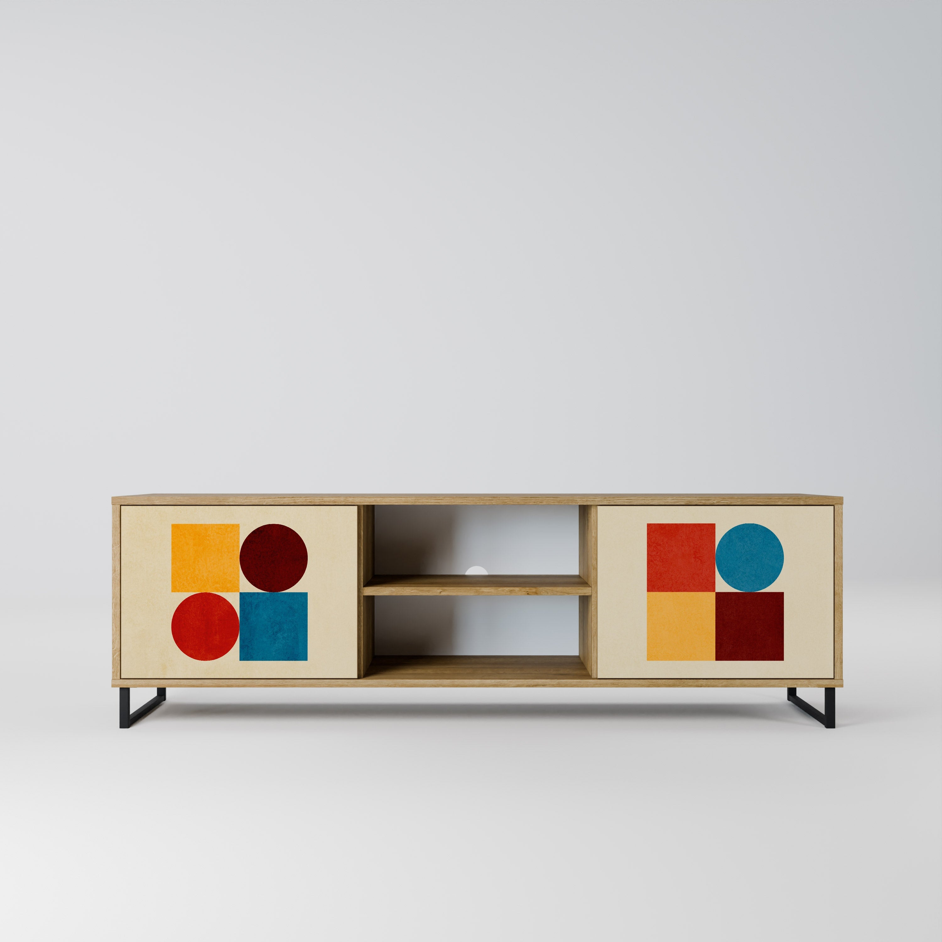 GEOMETRIC PUZZLE 2-Door TV Stand in Oak Effect
