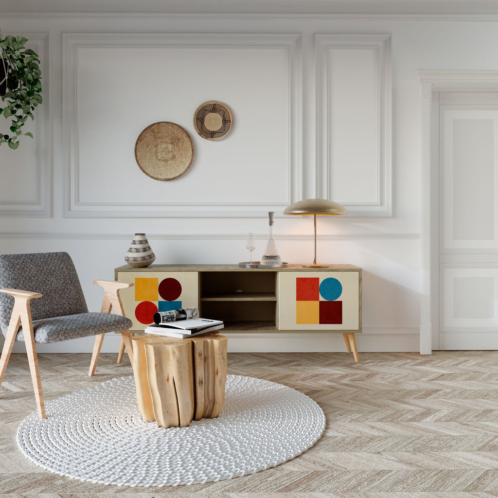 GEOMETRIC PUZZLE Móvel de TV com 2 Portas em Efeito Carvalho