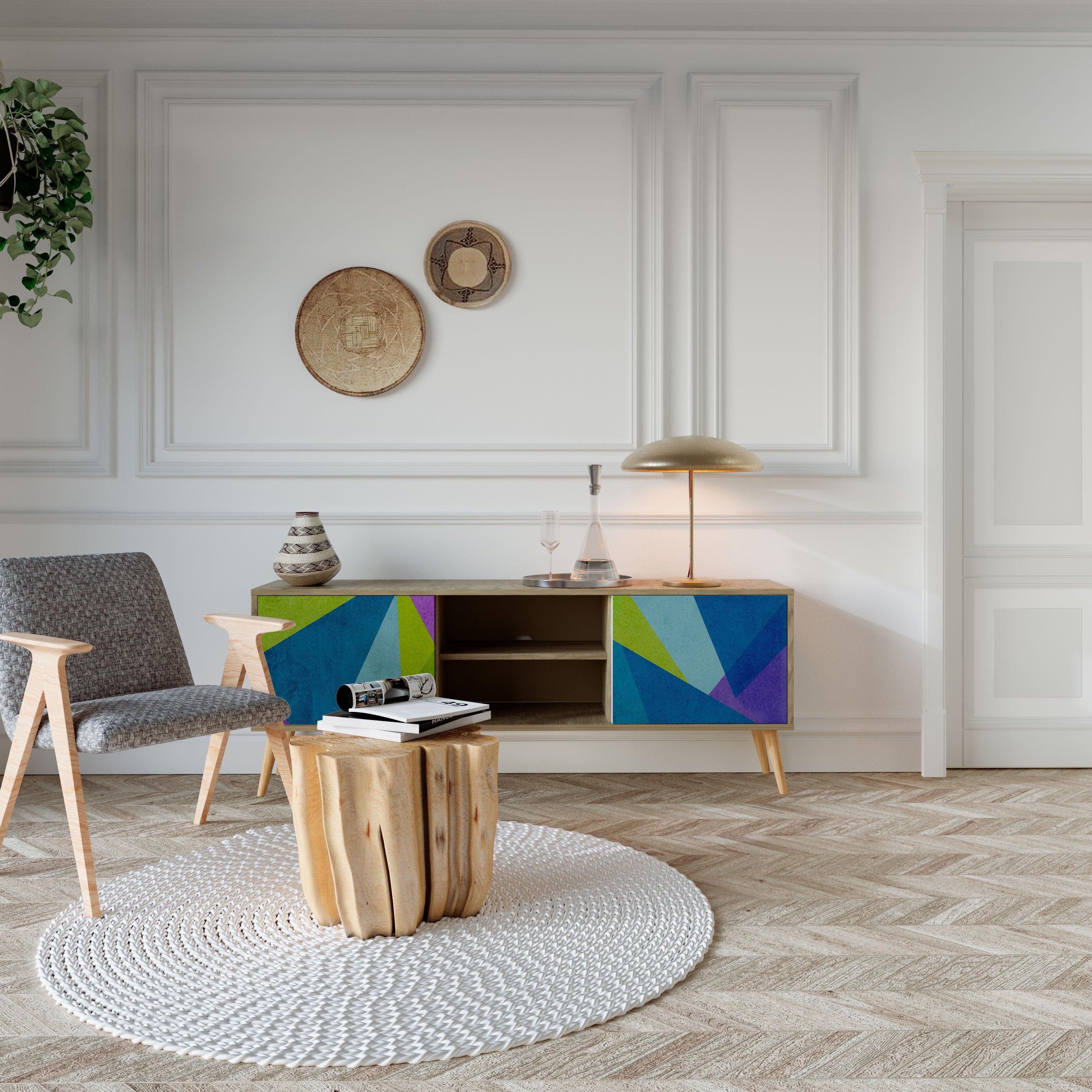 COLD SHOWCASE 2-Door TV Stand in Oak Effect