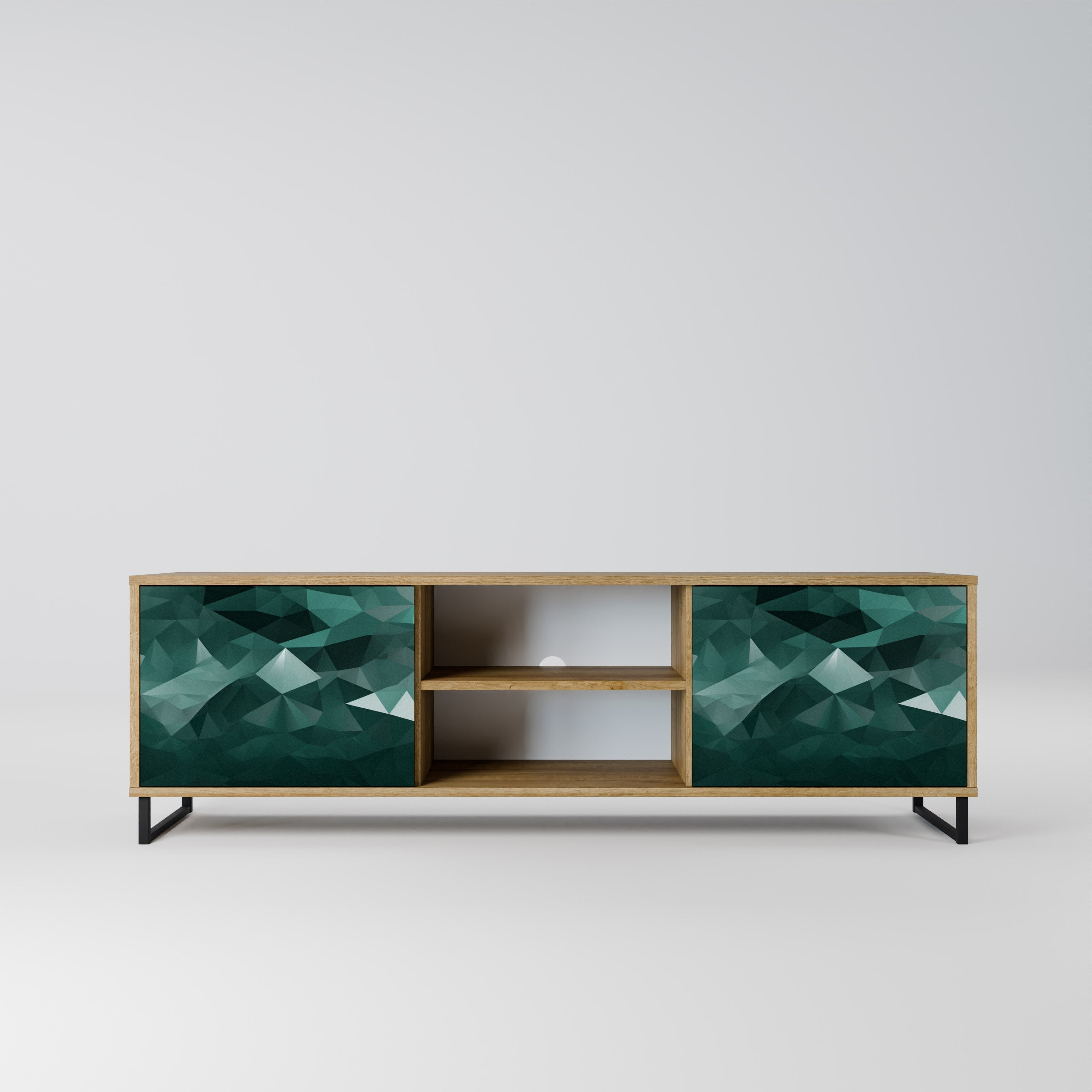POLYGONAL FLOATING 2-Door TV Stand in Oak Effect