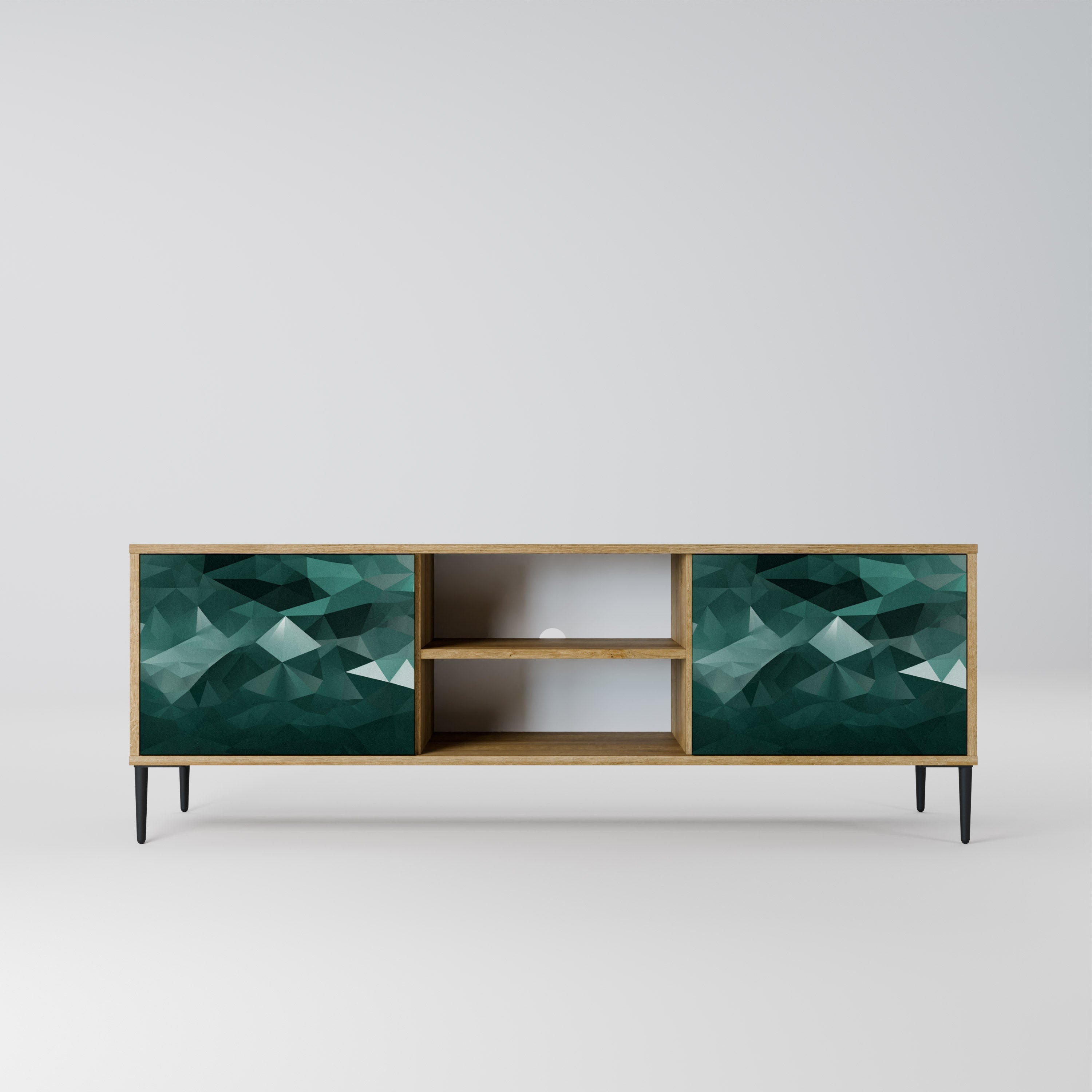 POLYGONAL FLOATING 2-Door TV Stand in Oak Effect
