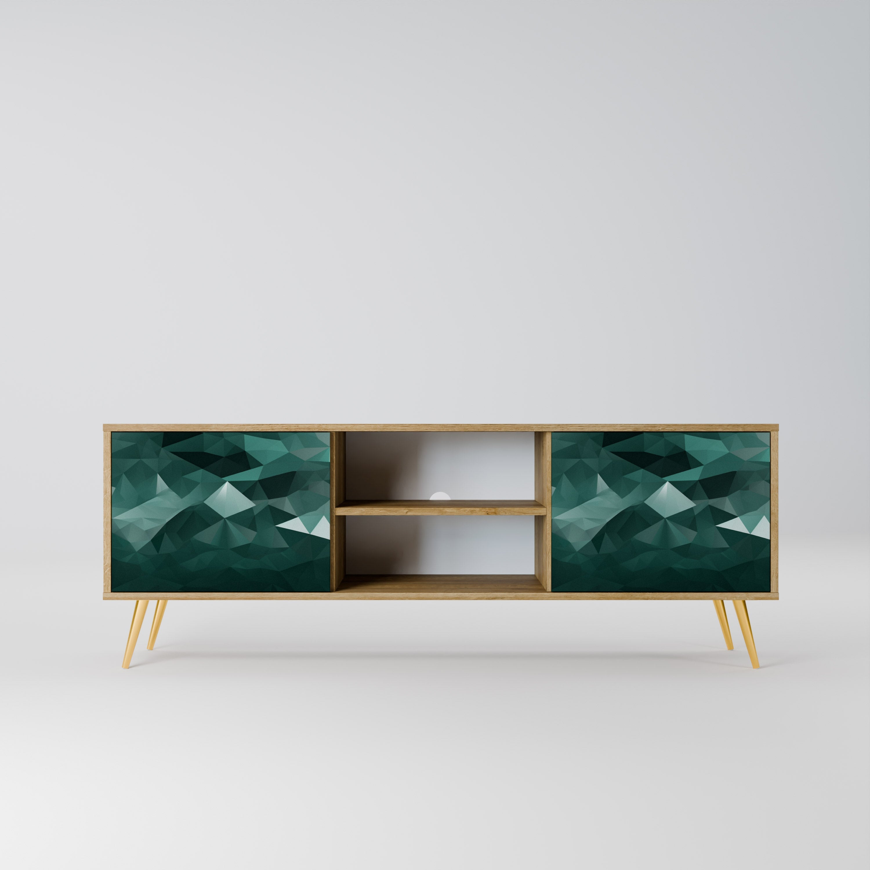 POLYGONAL FLOATING 2-Door TV Stand in Oak Effect