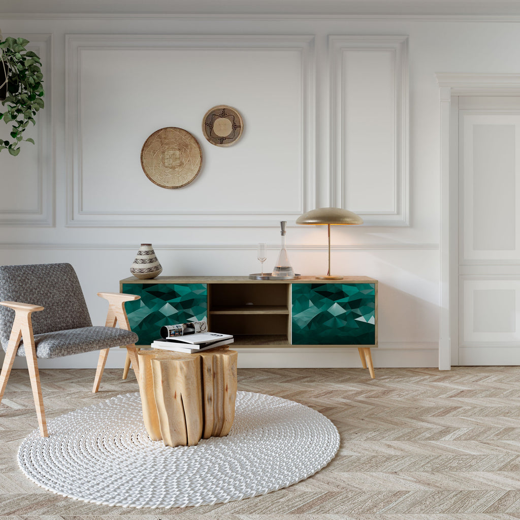 POLYGONAL FLOATING Móvel de TV com 2 Portas em Efeito Carvalho