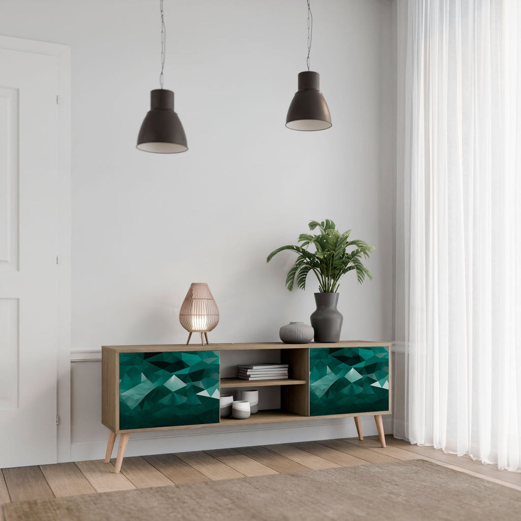 POLYGONAL FLOATING Móvel de TV com 2 Portas em Efeito Carvalho