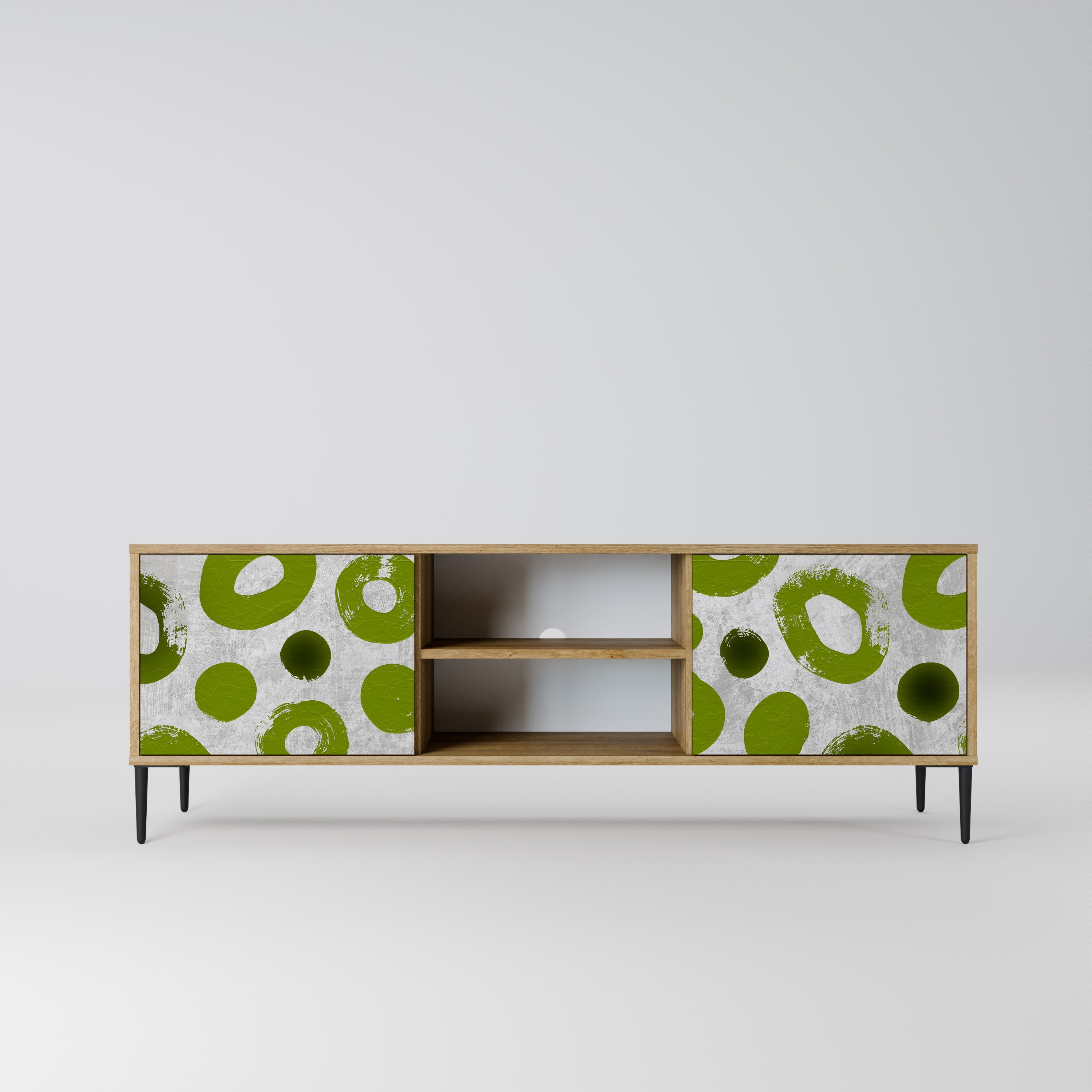GREEN RHAPSODY 2-Door TV Stand in Oak Effect