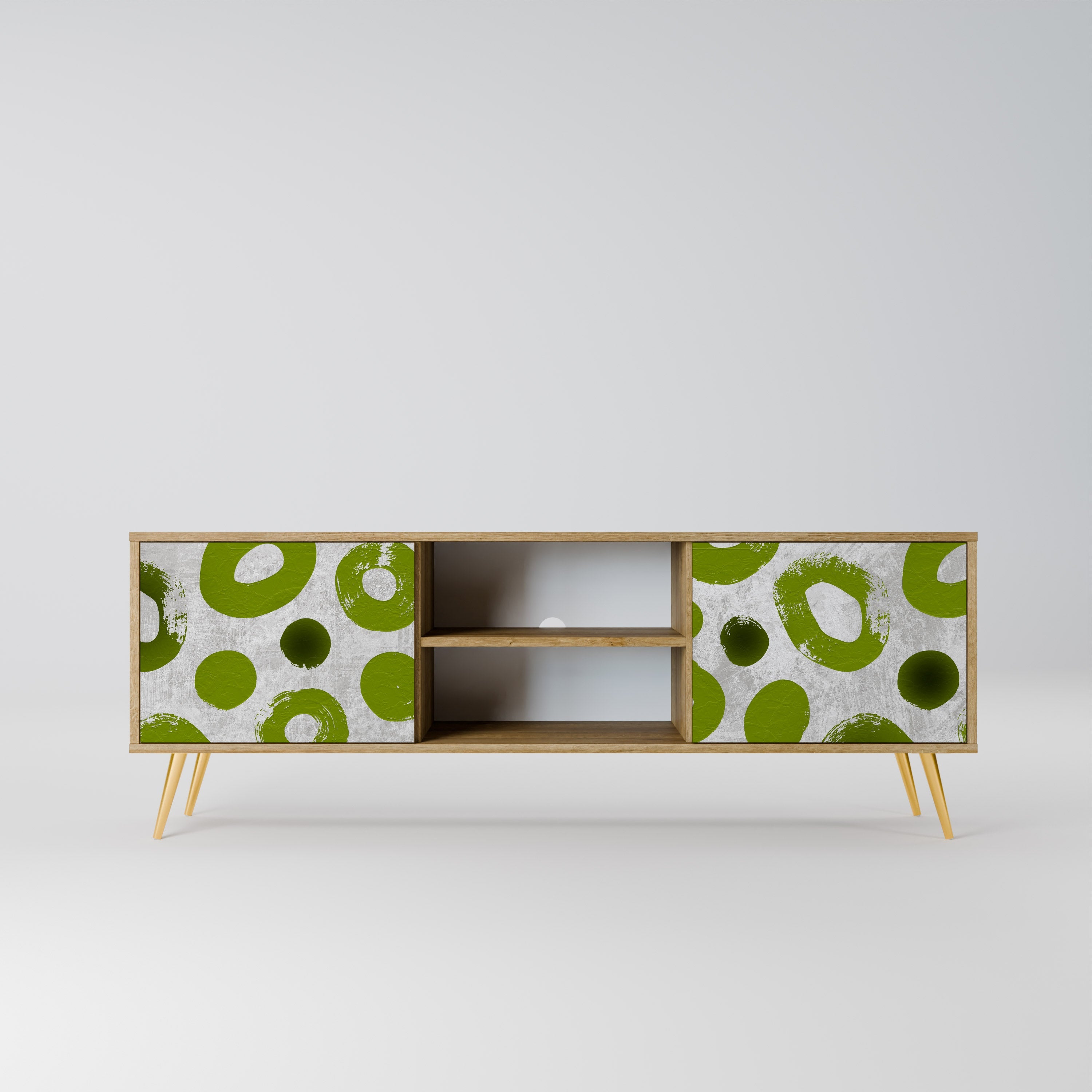 GREEN RHAPSODY 2-Door TV Stand in Oak Effect