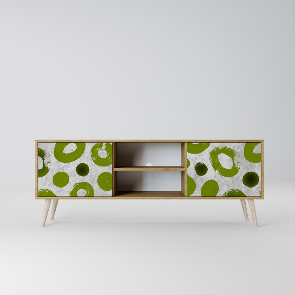 GREEN RHAPSODY 2-Door TV Stand in Oak Effect
