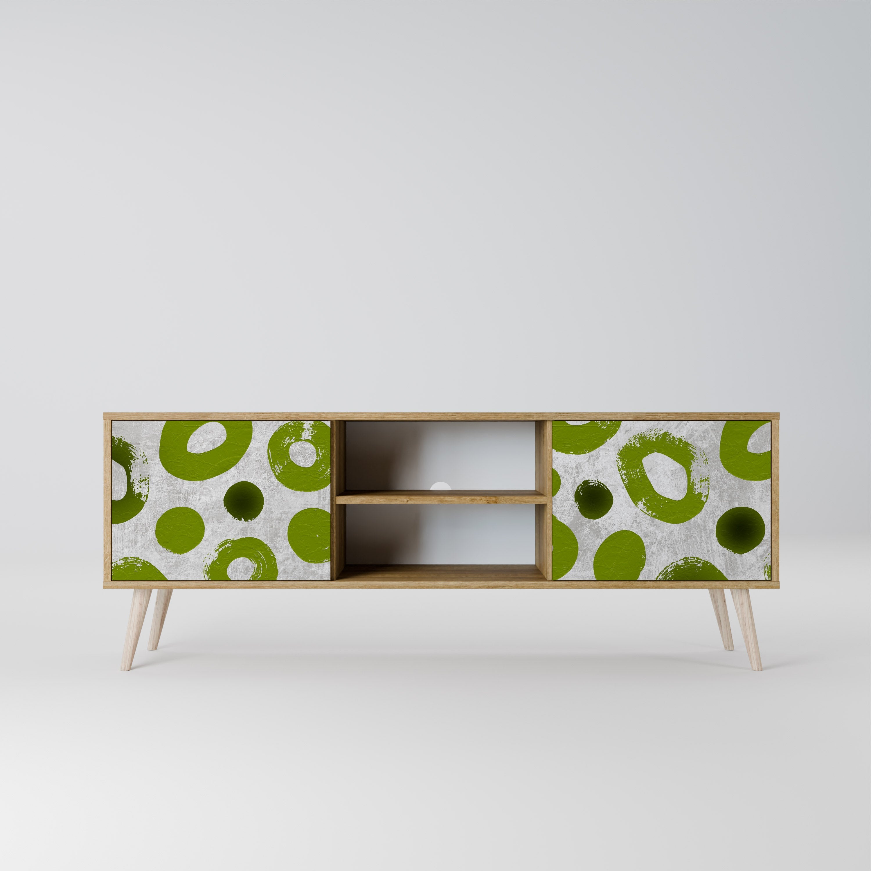 GREEN RHAPSODY 2-Door TV Stand in Oak Effect