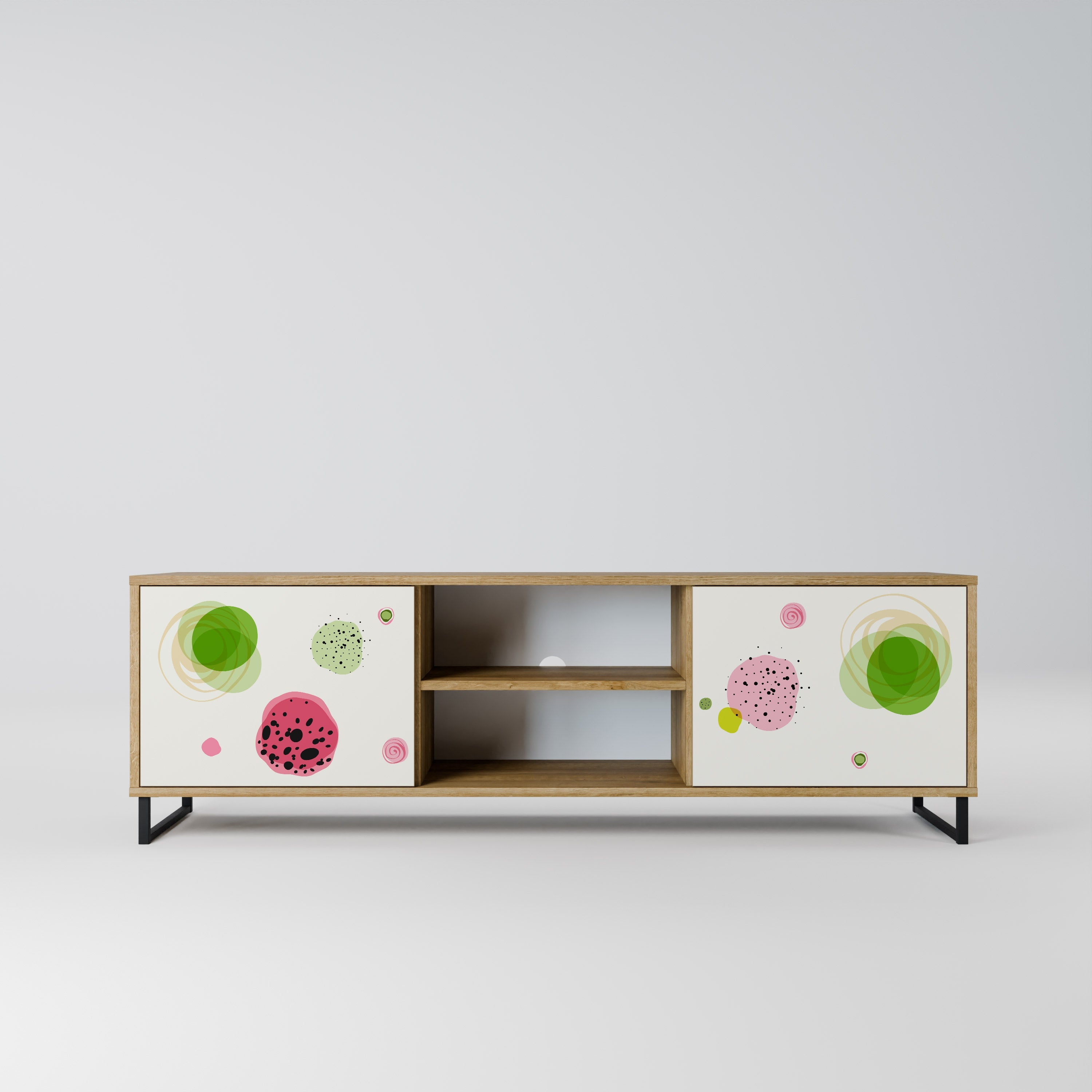 COLORFUL COSMOS 2-Door TV Stand in Oak Effect