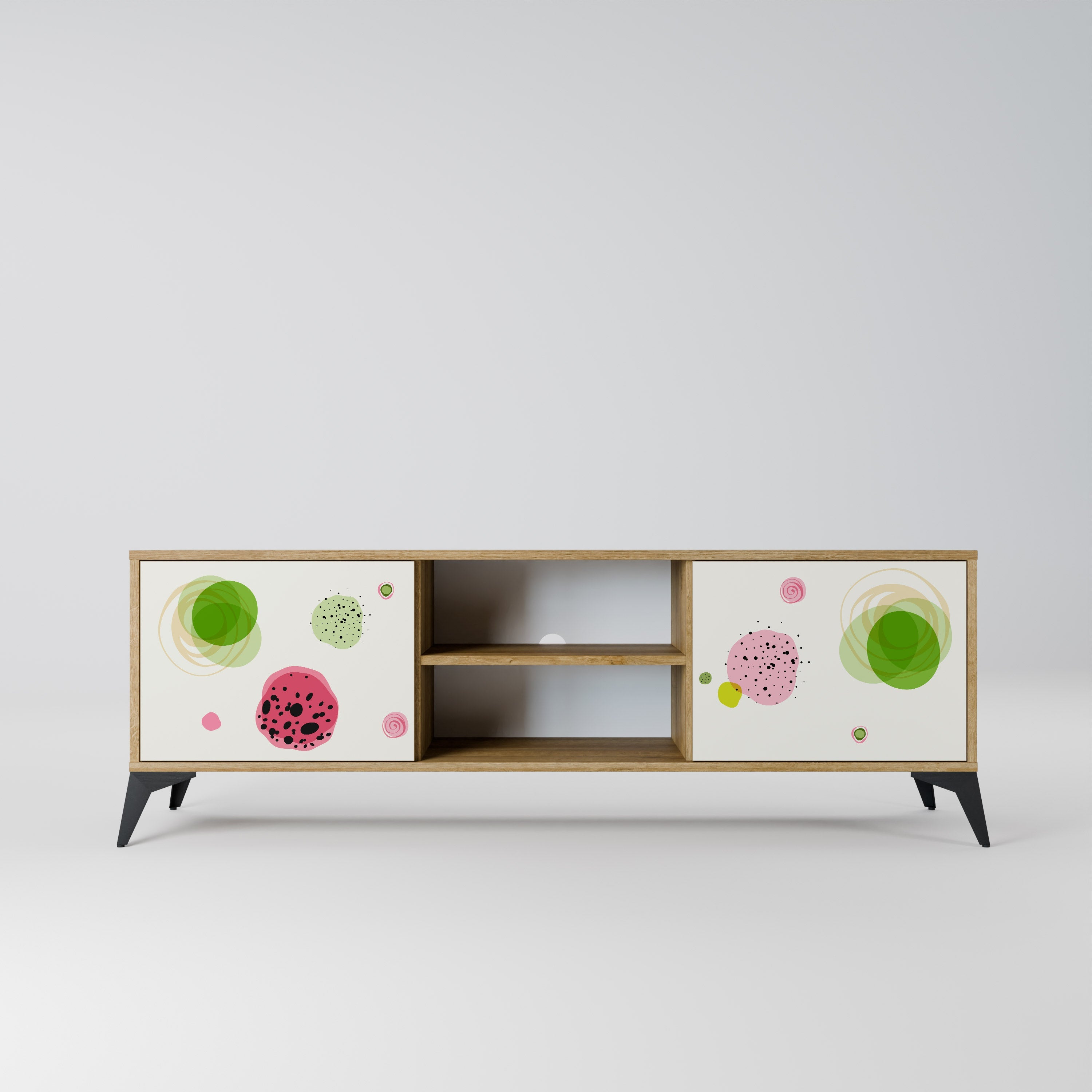 COLORFUL COSMOS 2-Door TV Stand in Oak Effect