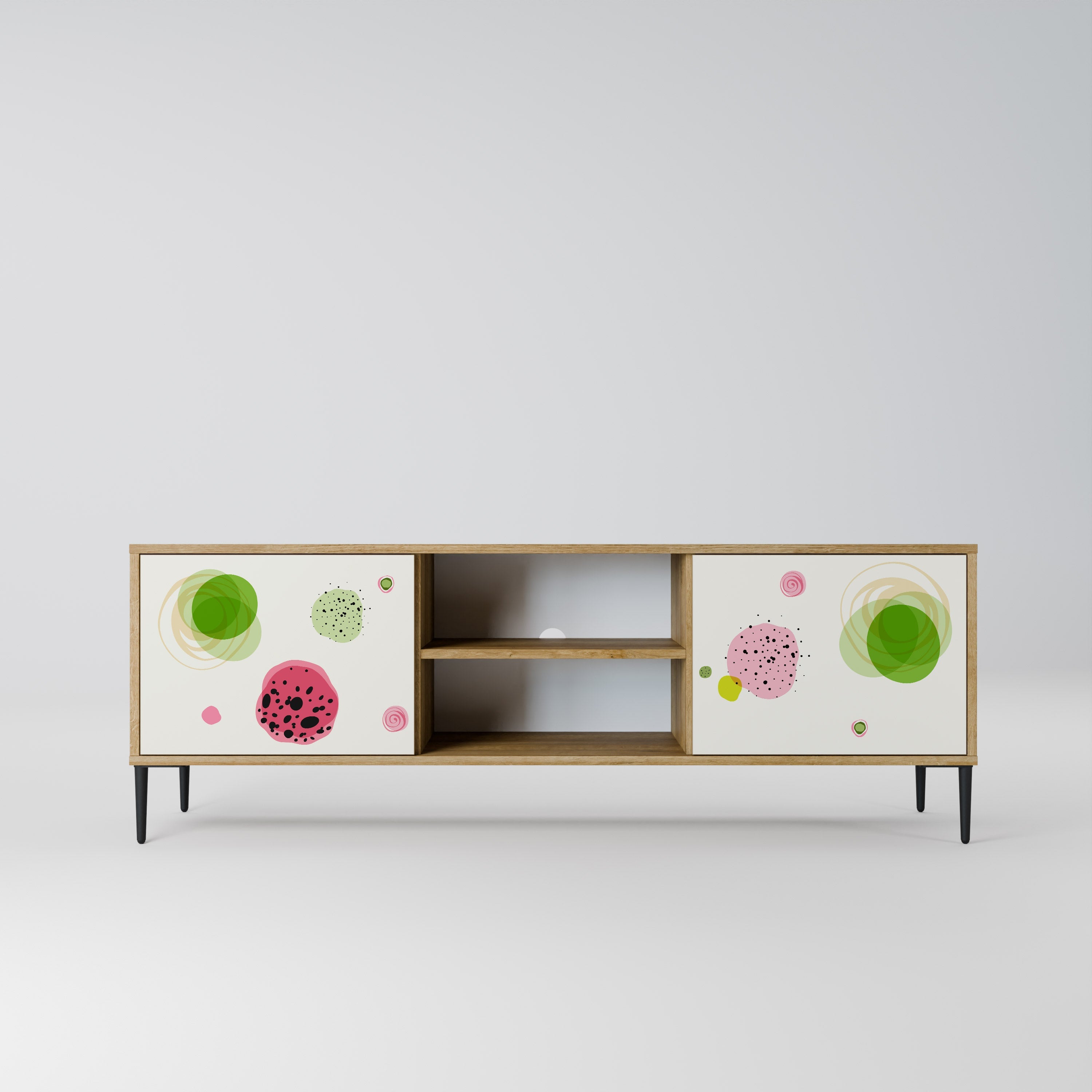 COLORFUL COSMOS 2-Door TV Stand in Oak Effect