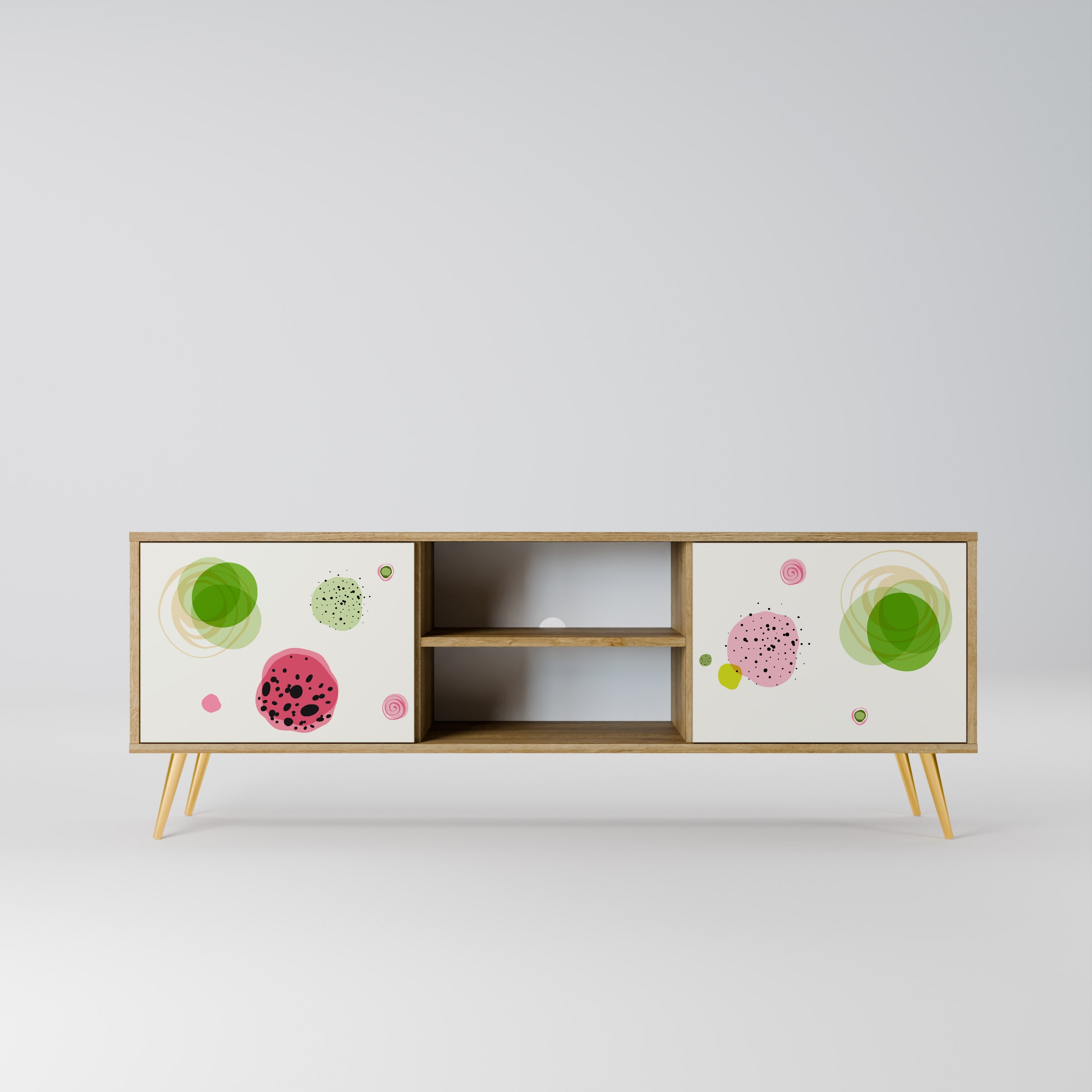 COLORFUL COSMOS 2-Door TV Stand in Oak Effect