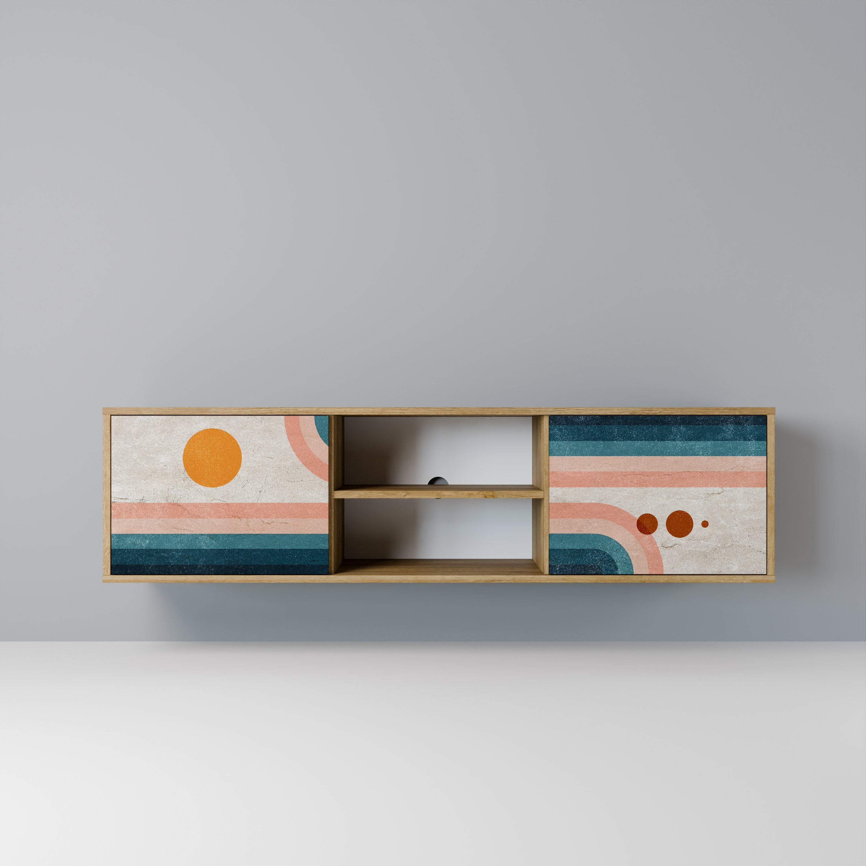 TWO HALVES 2-Door TV Stand in Oak Effect