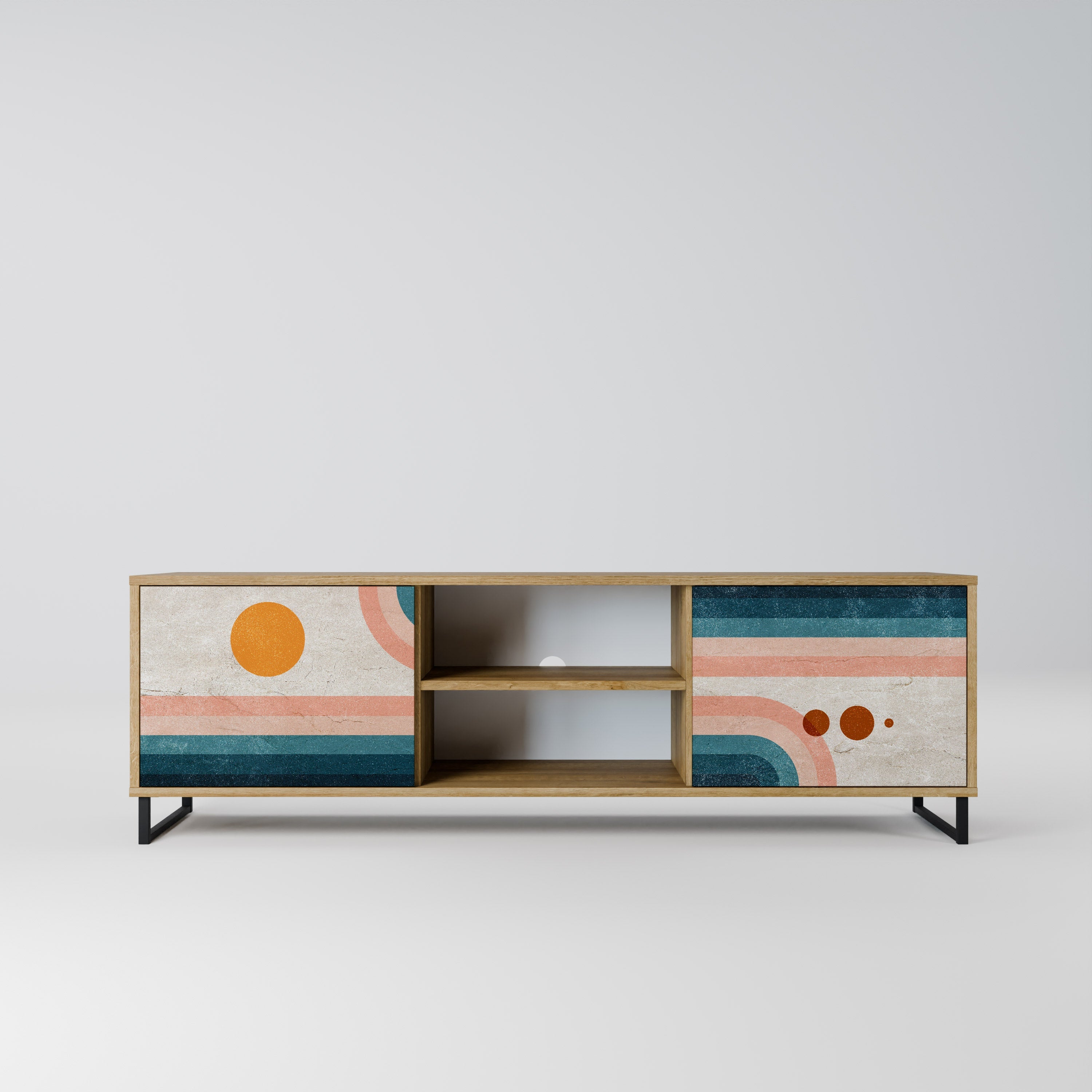 TWO HALVES 2-Door TV Stand in Oak Effect