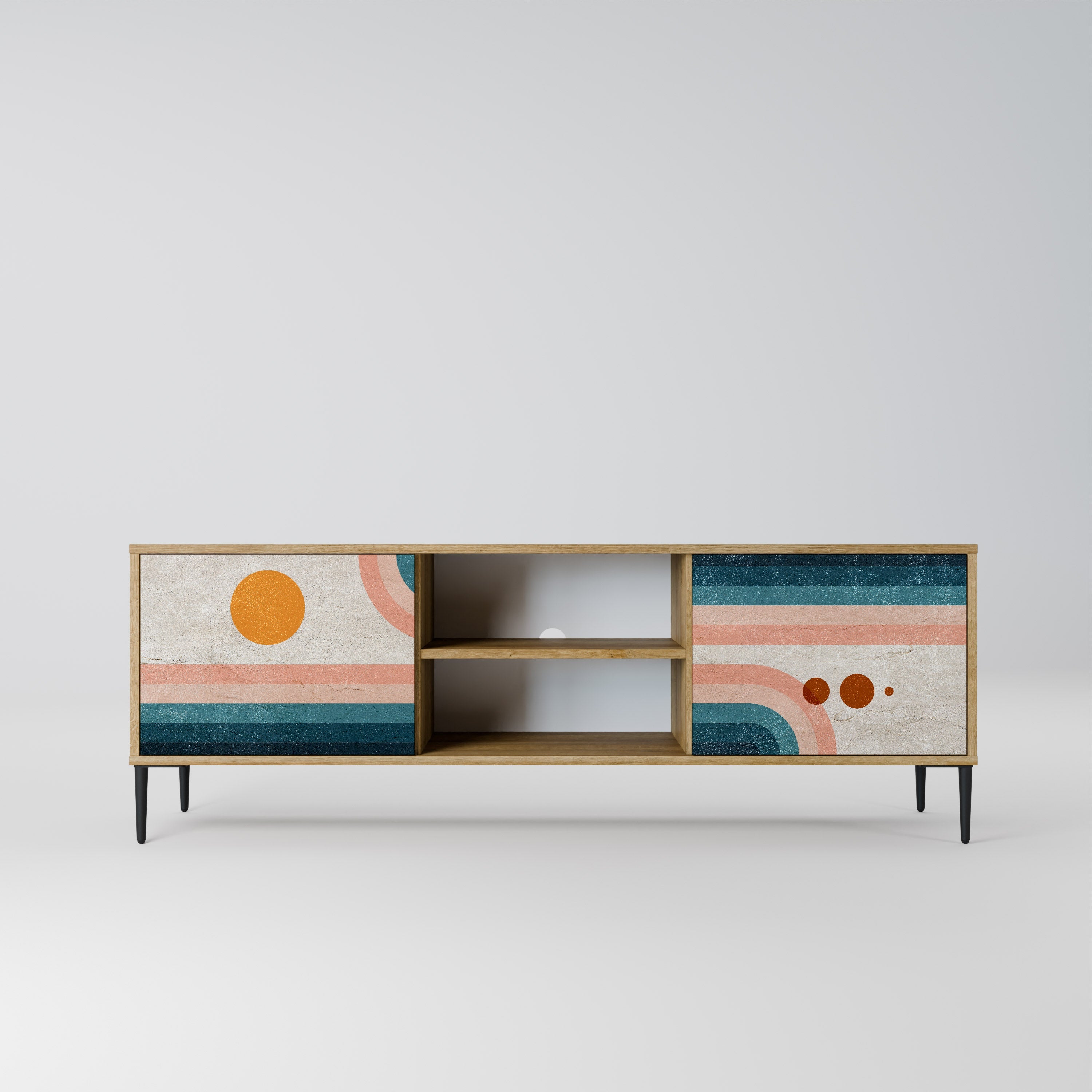 TWO HALVES 2-Door TV Stand in Oak Effect