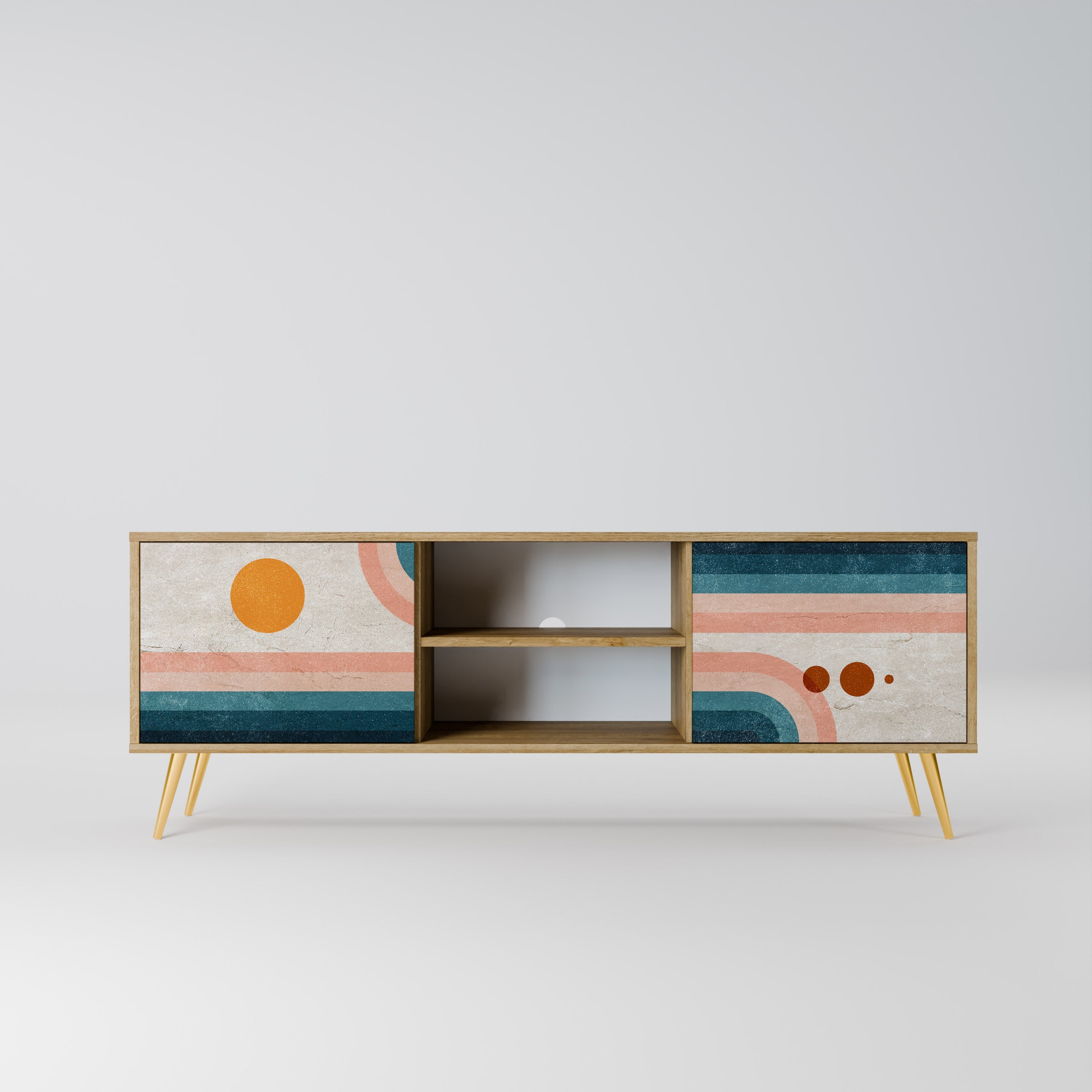 TWO HALVES 2-Door TV Stand in Oak Effect