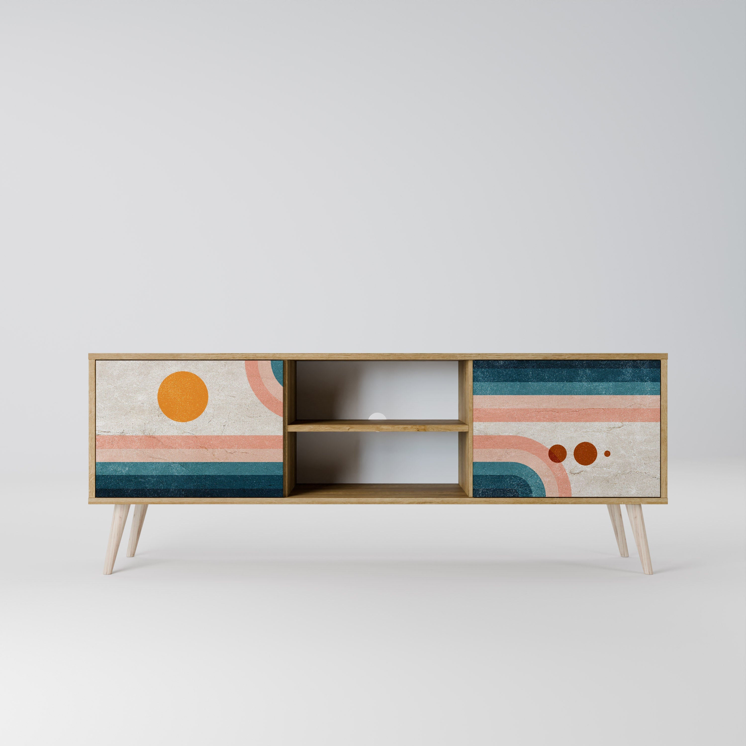 TWO HALVES 2-Door TV Stand in Oak Effect