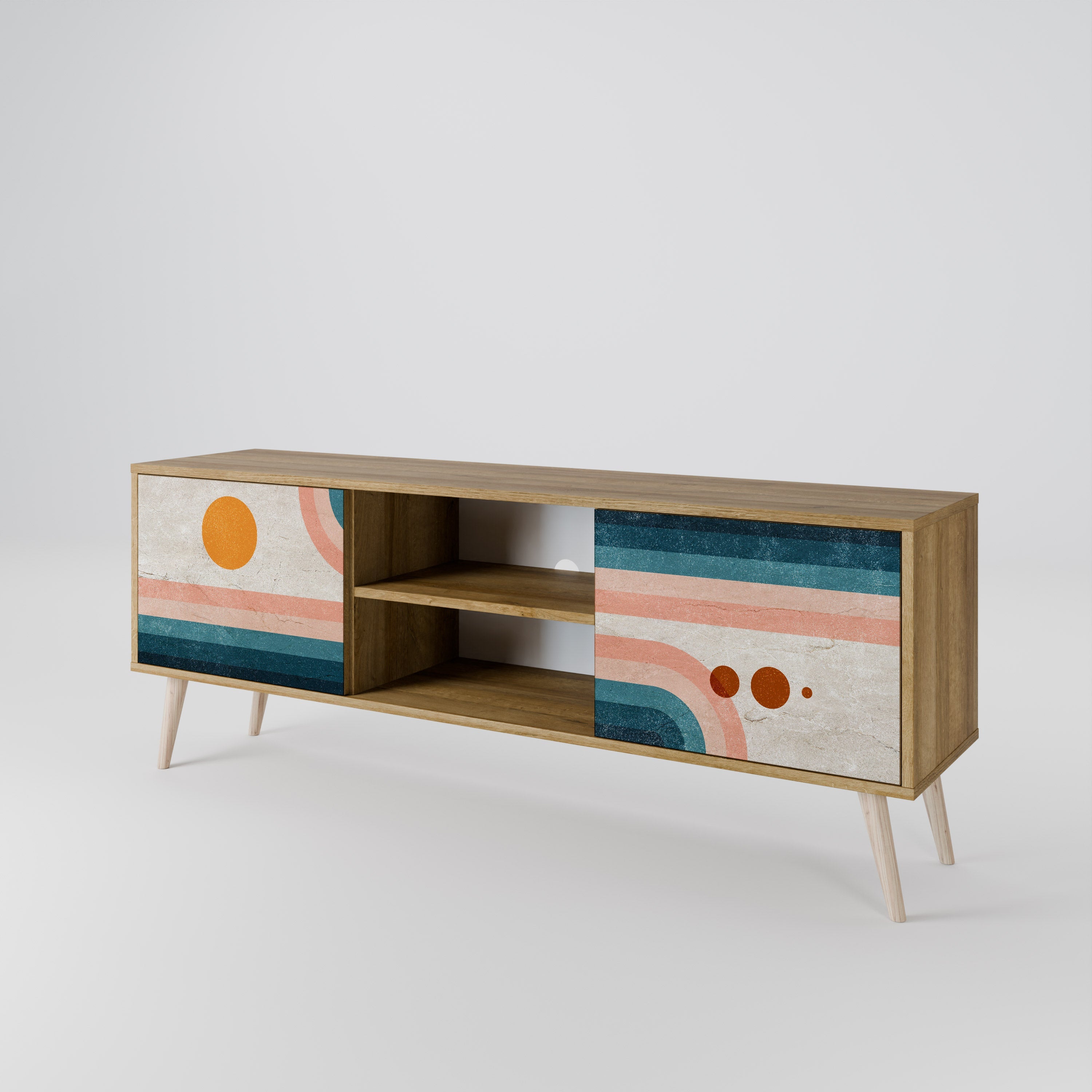 TWO HALVES 2-Door TV Stand in Oak Effect