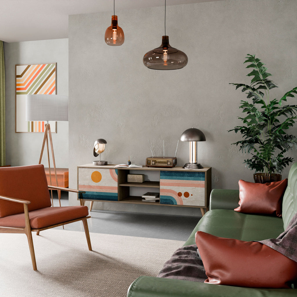 TWO HALVES Móvel de TV com 2 Portas em Efeito Carvalho