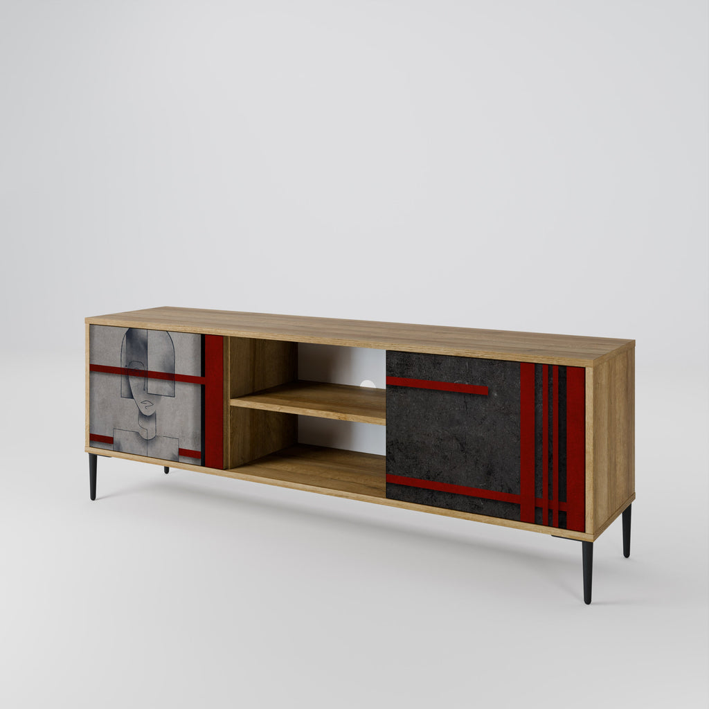 GRAY FIGURES 2-Door TV Stand in Oak Effect