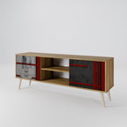 GRAY FIGURES 2-Door TV Stand in Oak Effect