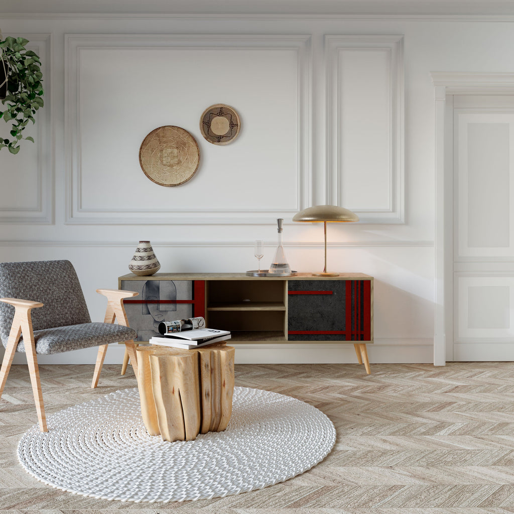 GRAY FIGURES 2-Door TV Stand in Oak Effect