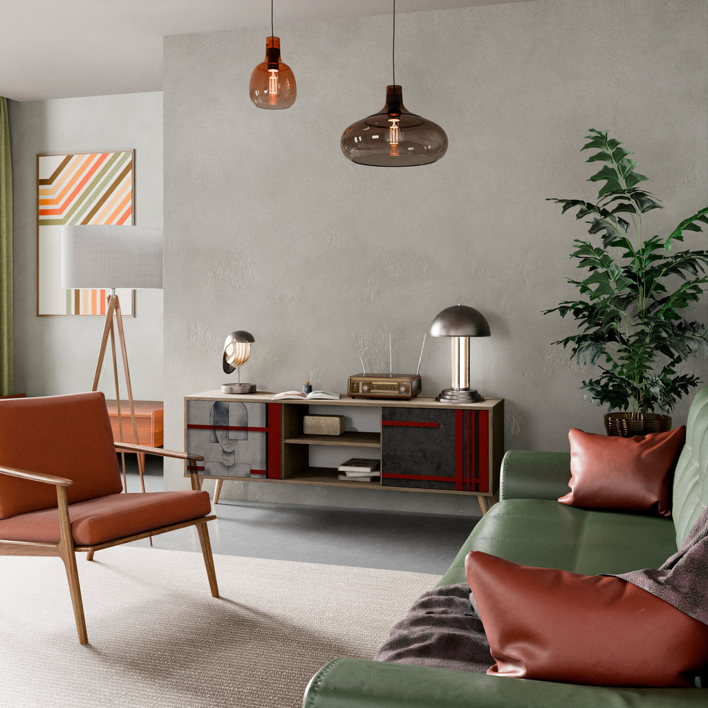 GRAY FIGURES 2-Door TV Stand in Oak Effect