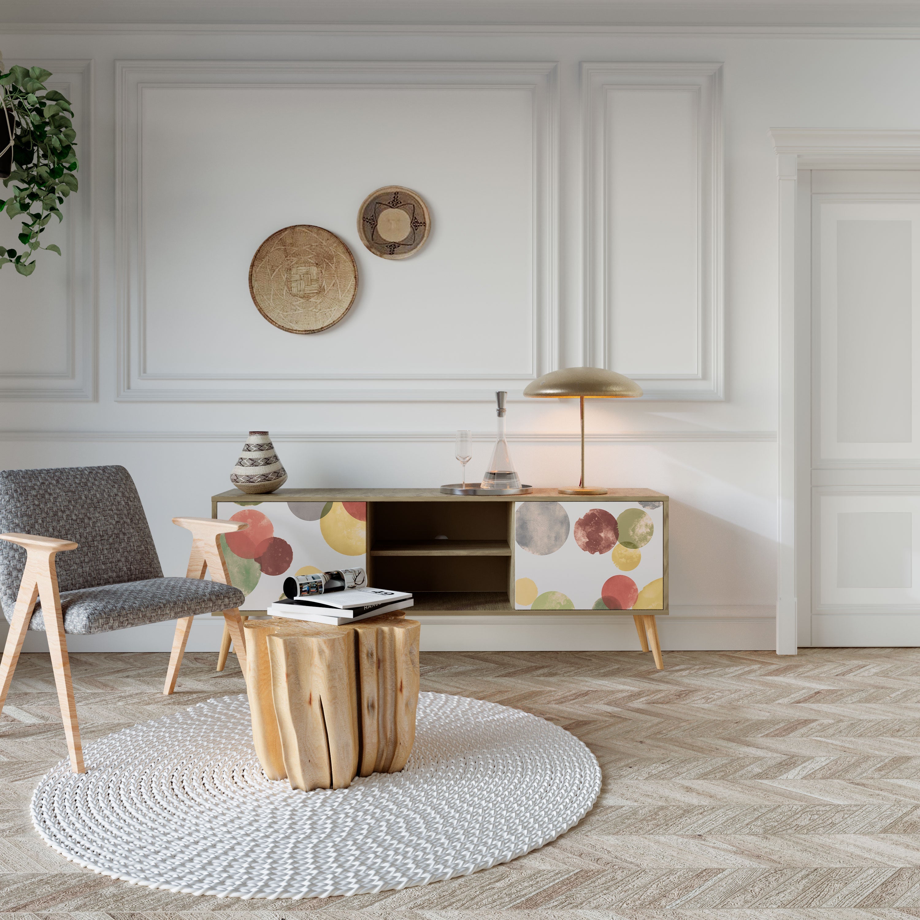 FLEETING HAPPINESS 2-Door TV Stand in Oak Effect