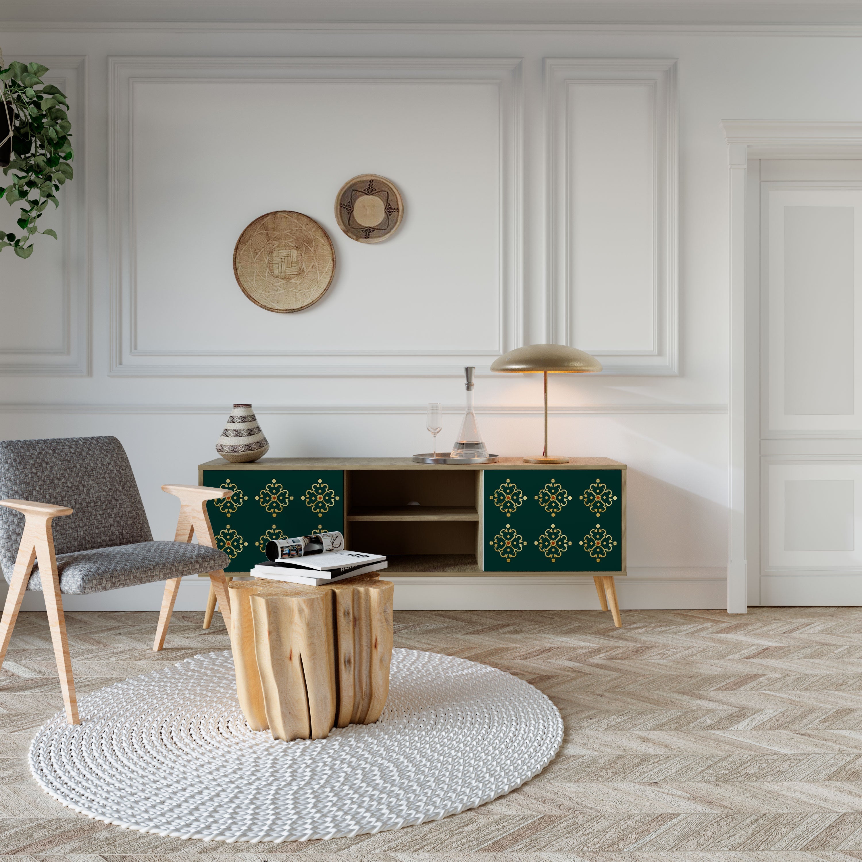 ROYAL MEDALLION 2-Door TV Stand in Oak Effect